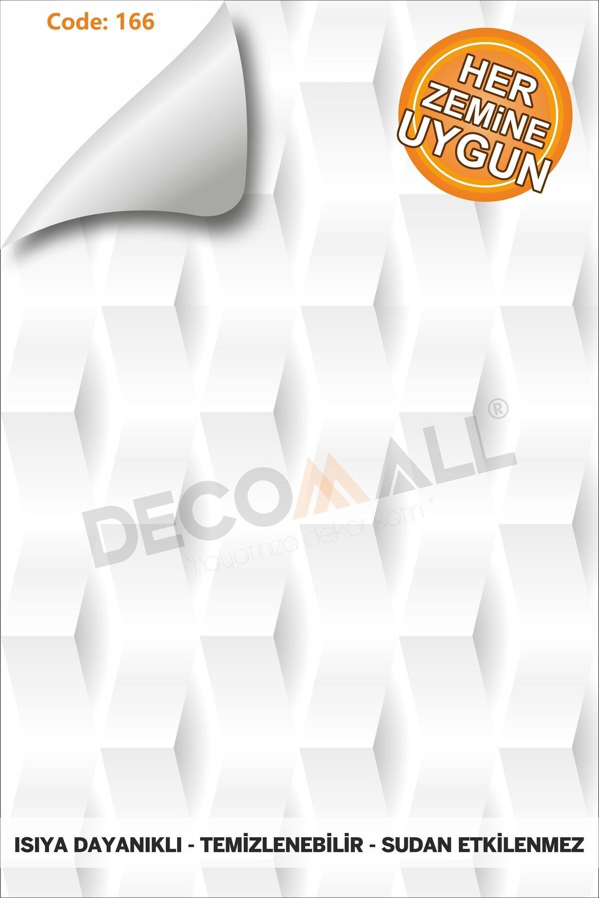 Suya Dayanıklı 50X100 CM Mutfak Banyo Zemin Mermer Fayans Yapışkanlı Folyo (LAMİNASYONLU) CODE 166