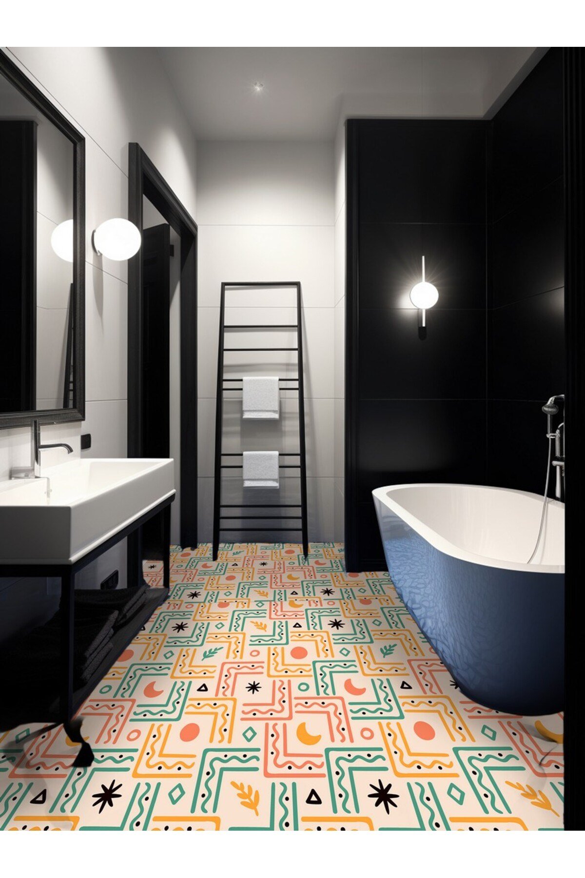 Suya Dayanıklı 50X100 CM Mutfak Banyo Zemin Mermer Mobilya Fayans Yapışkanlı Folyo Kaplama CODE 184
