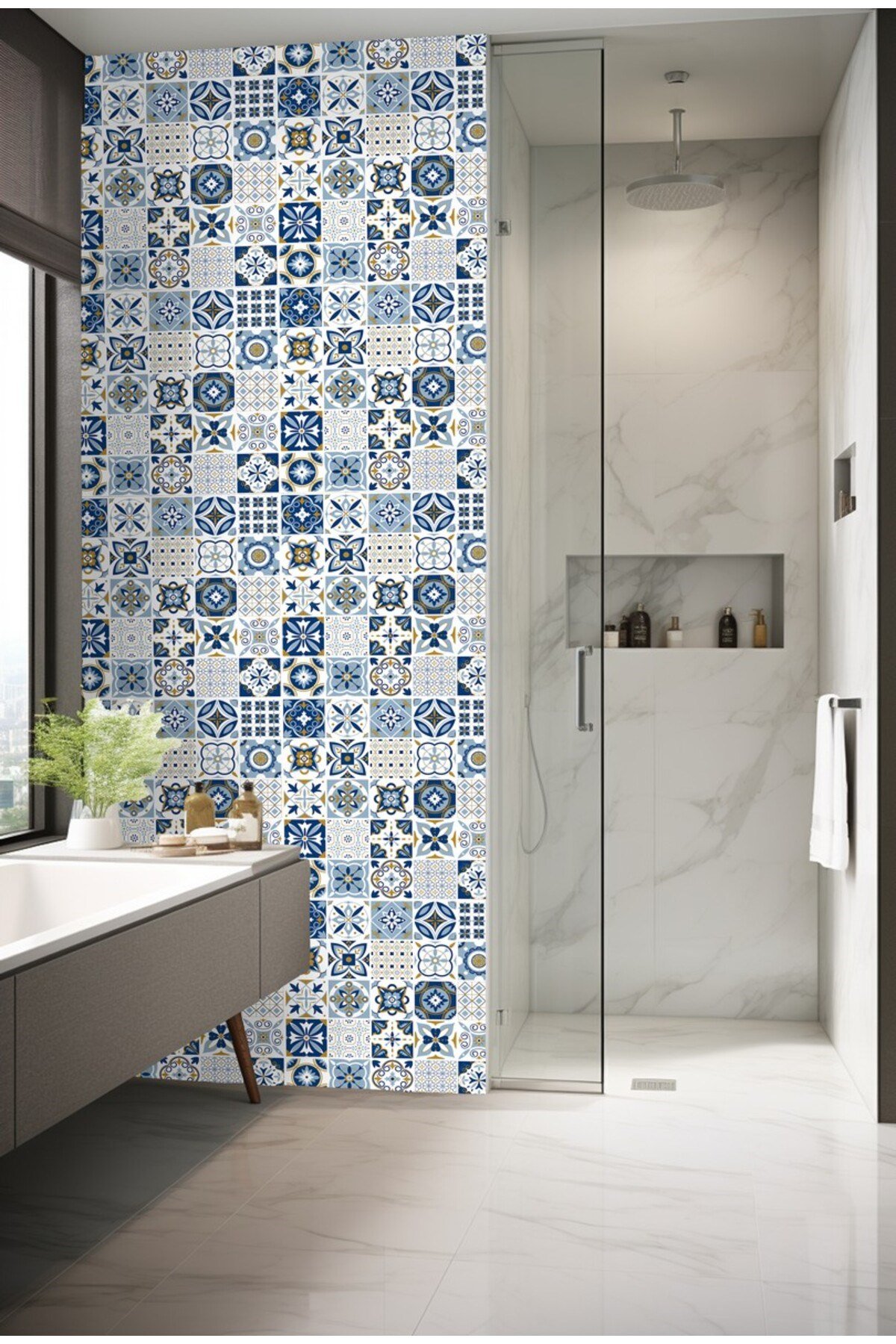 Suya Dayanıklı 50X100 CM Mutfak Banyo Zemin Mermer Mobilya Fayans Yapışkanlı Folyo Kaplama CODE 174