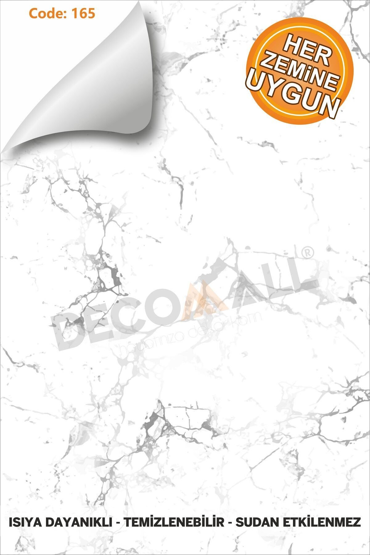 Suya Dayanıklı 50X100 CM Mutfak Banyo Zemin Mermer Mobilya Fayans Yapışkanlı Folyo Kaplama CODE 165