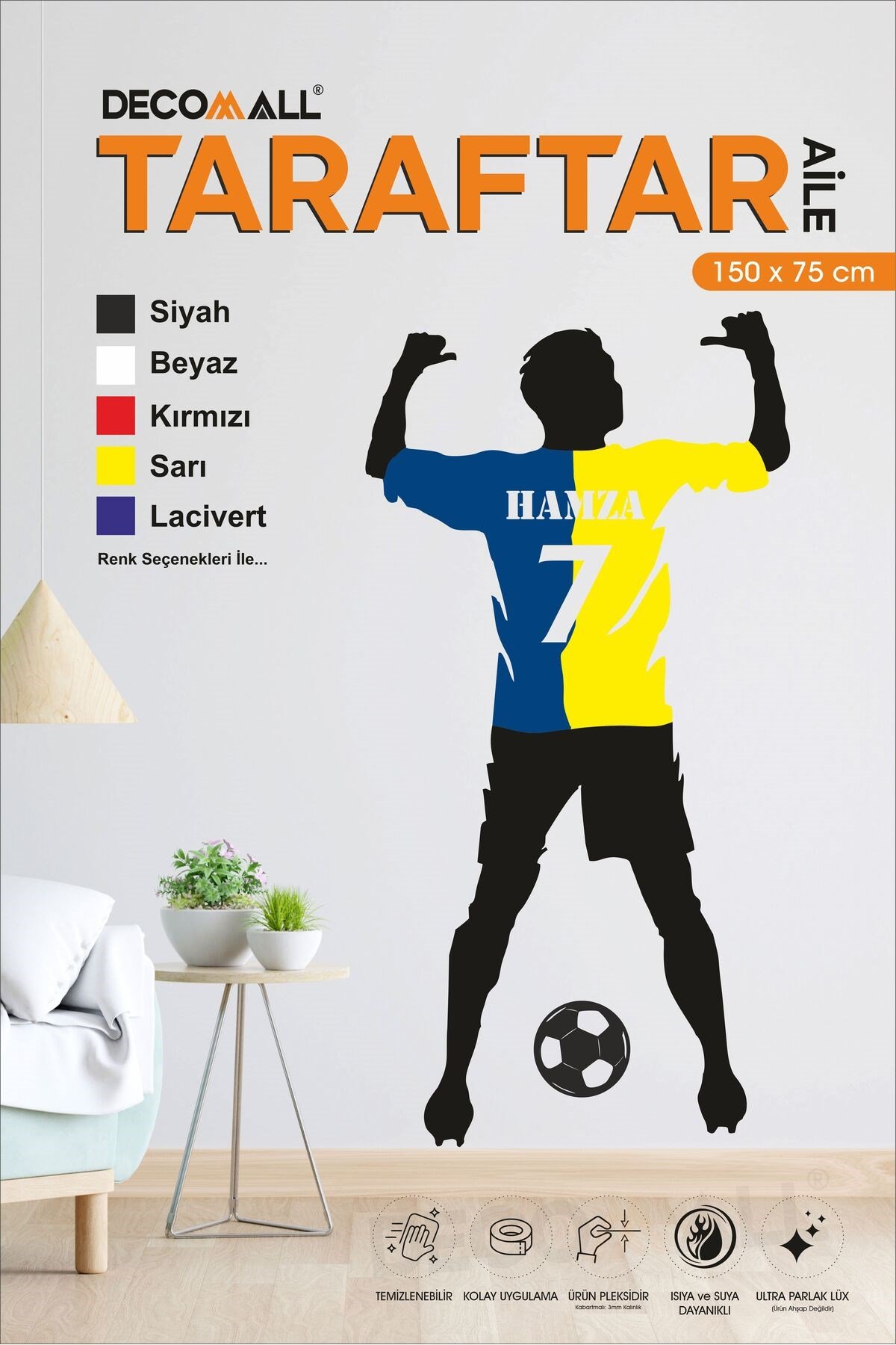 TT17 TARAFTAR TABLOSU PLEKSİ ULTRA LÜX TAKIM TABLO DEKORASYON TABLO ÇOCUK TABLO FUTFOL
