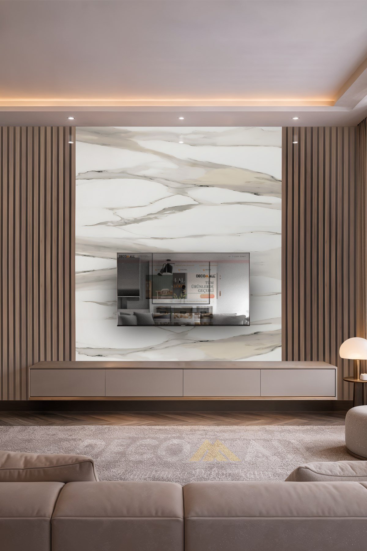 (TV-12) TV Arkası Duvar Kağıdı Tek Parça 3D Çita Mermer Görünümlü Salon Ofis Duvar Posteri