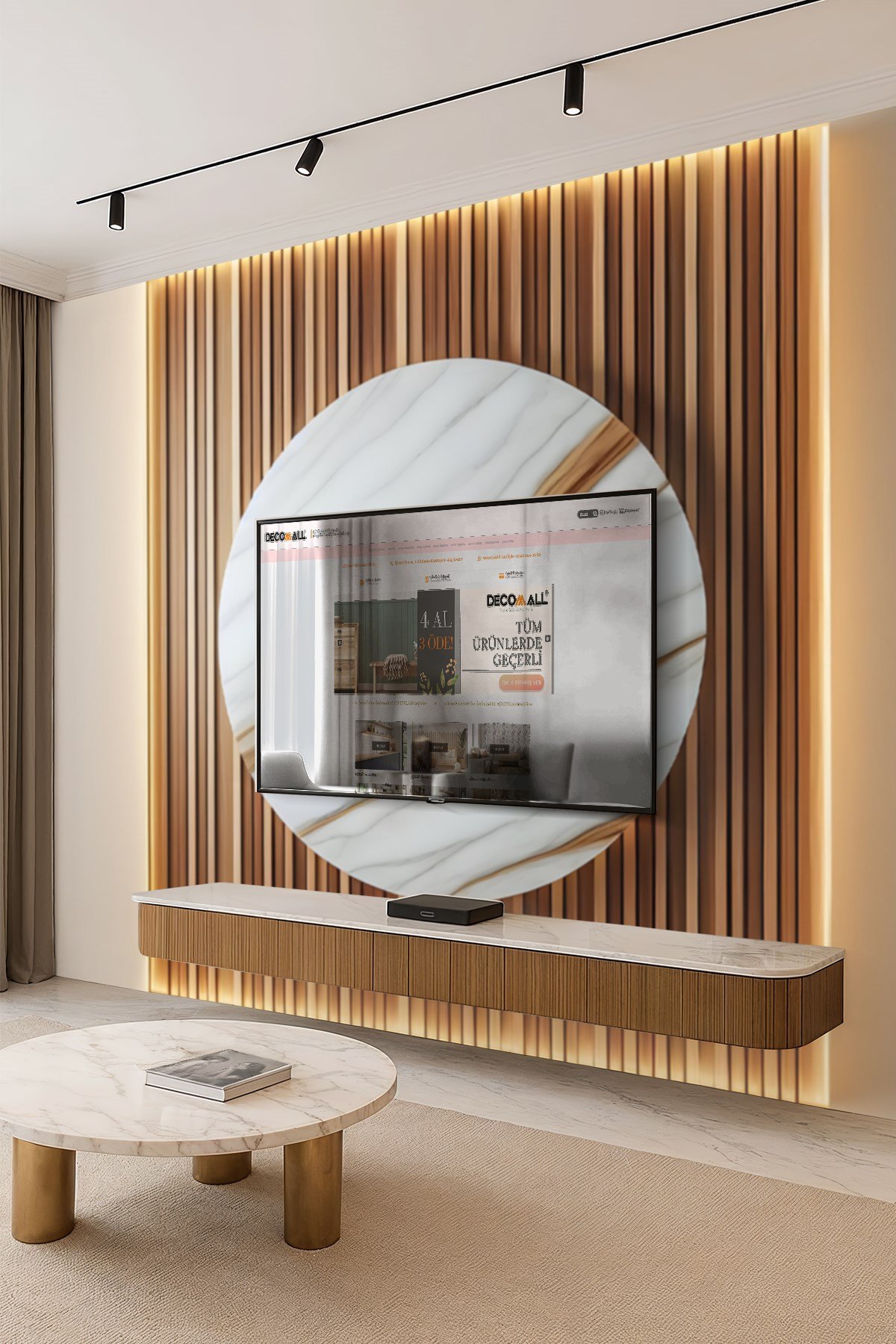 (TV-14) TV Arkası Duvar Kağıdı Tek Parça 3D Çita Mermer Görünümlü Salon Ofis Duvar Posteri