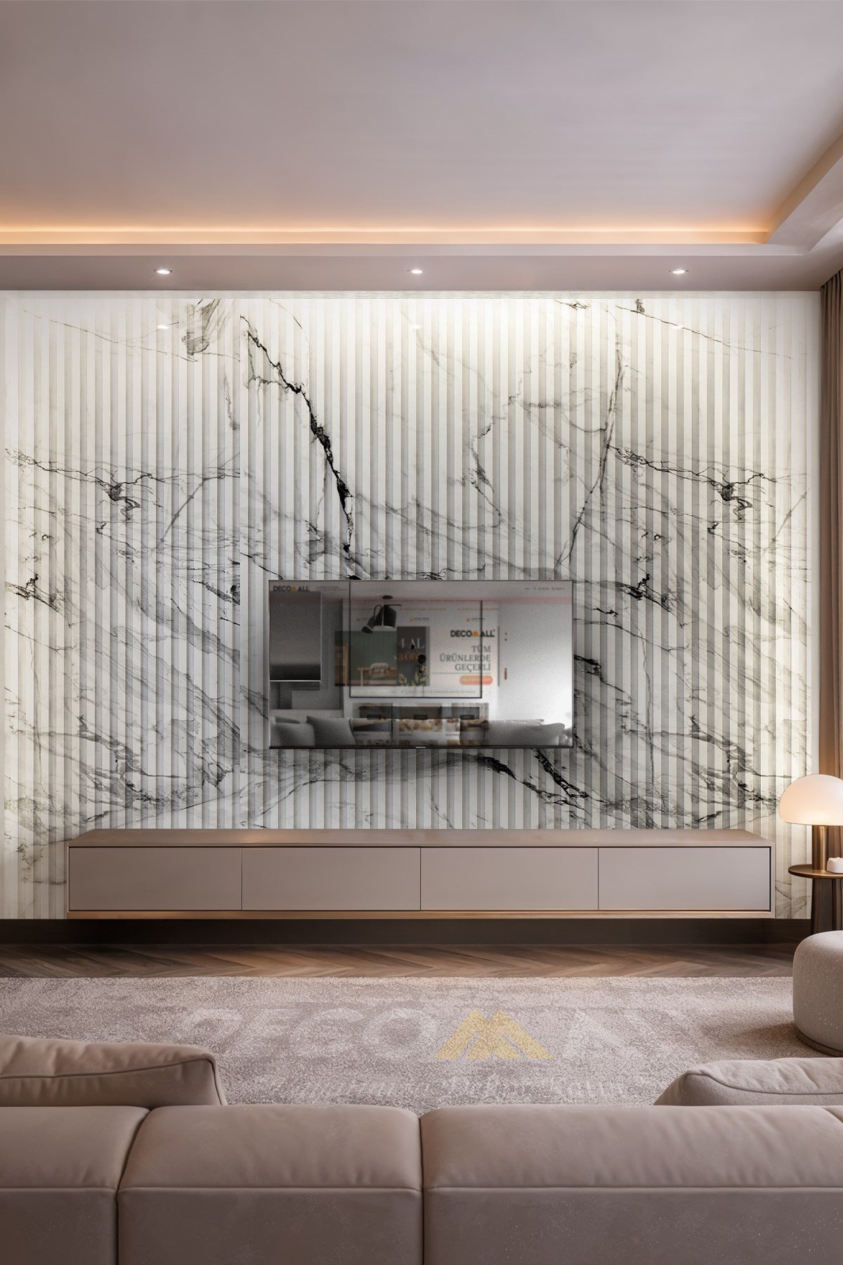 (TV-16) TV Arkası Duvar Kağıdı Tek Parça 3D Çita Mermer Görünümlü Salon Ofis Duvar Posteri