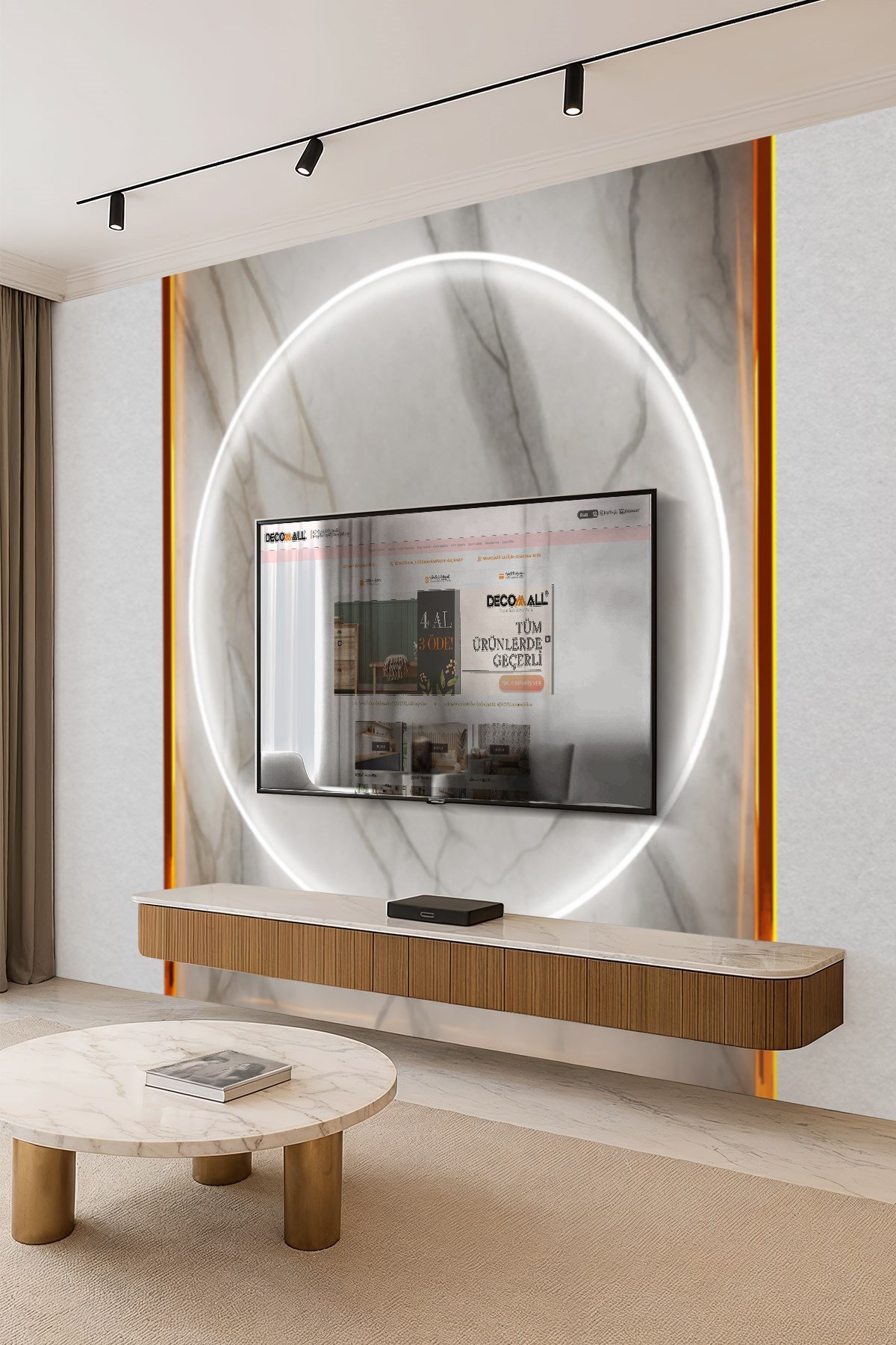 (TV-17) TV Arkası Duvar Kağıdı Tek Parça 3D Çita Mermer Görünümlü Salon Ofis Duvar Posteri