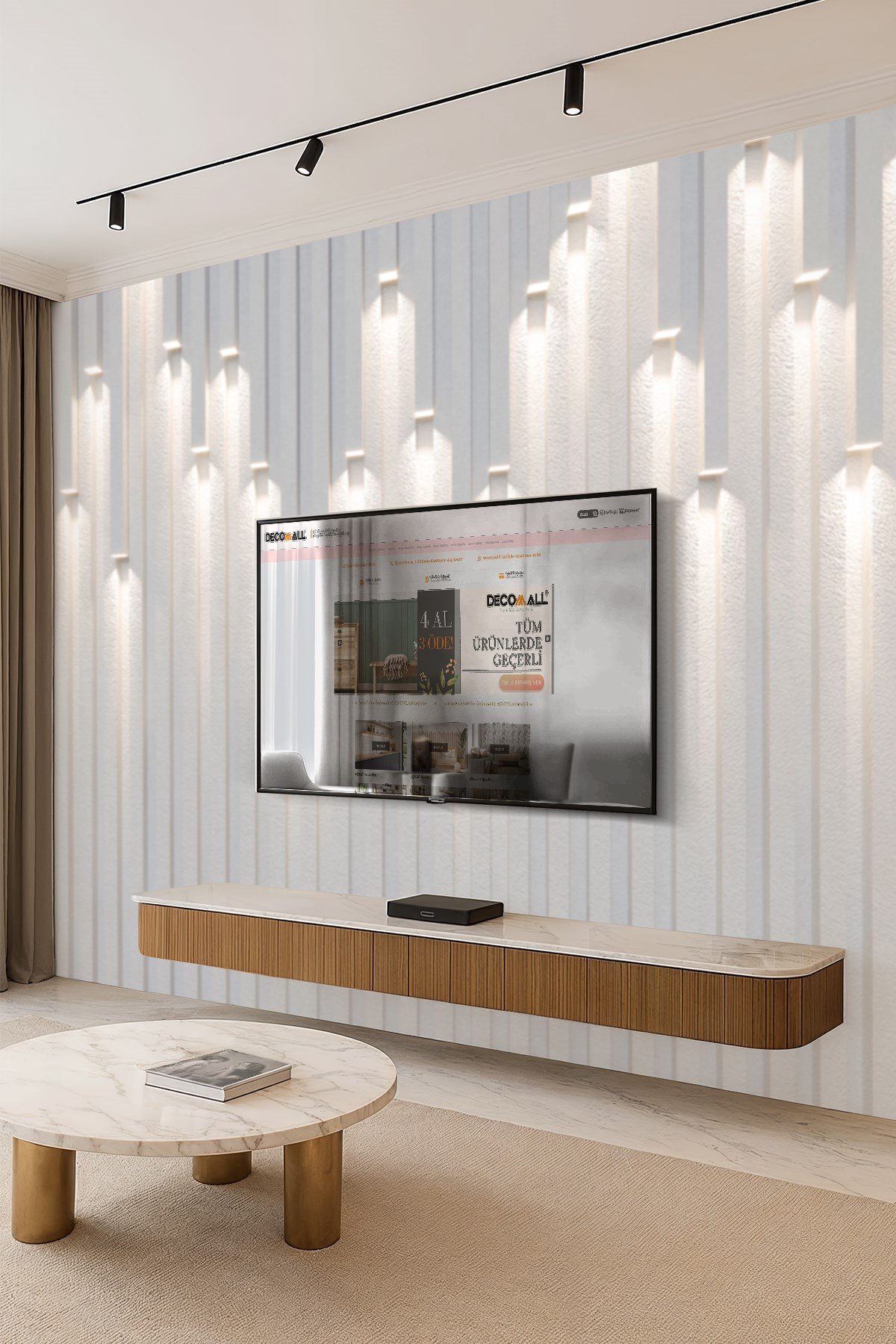 (TV-19) TV Arkası Duvar Kağıdı Tek Parça 3D Çita Mermer Görünümlü Salon Ofis Duvar Posteri