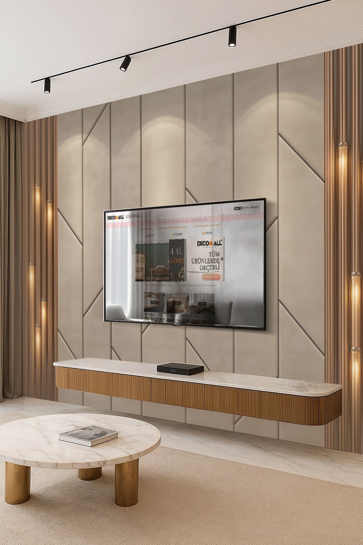 (TV-3) TV Arkası Duvar Kağıdı Tek Parça 3D Çita Mermer Görünümlü Salon Ofis Duvar Posteri