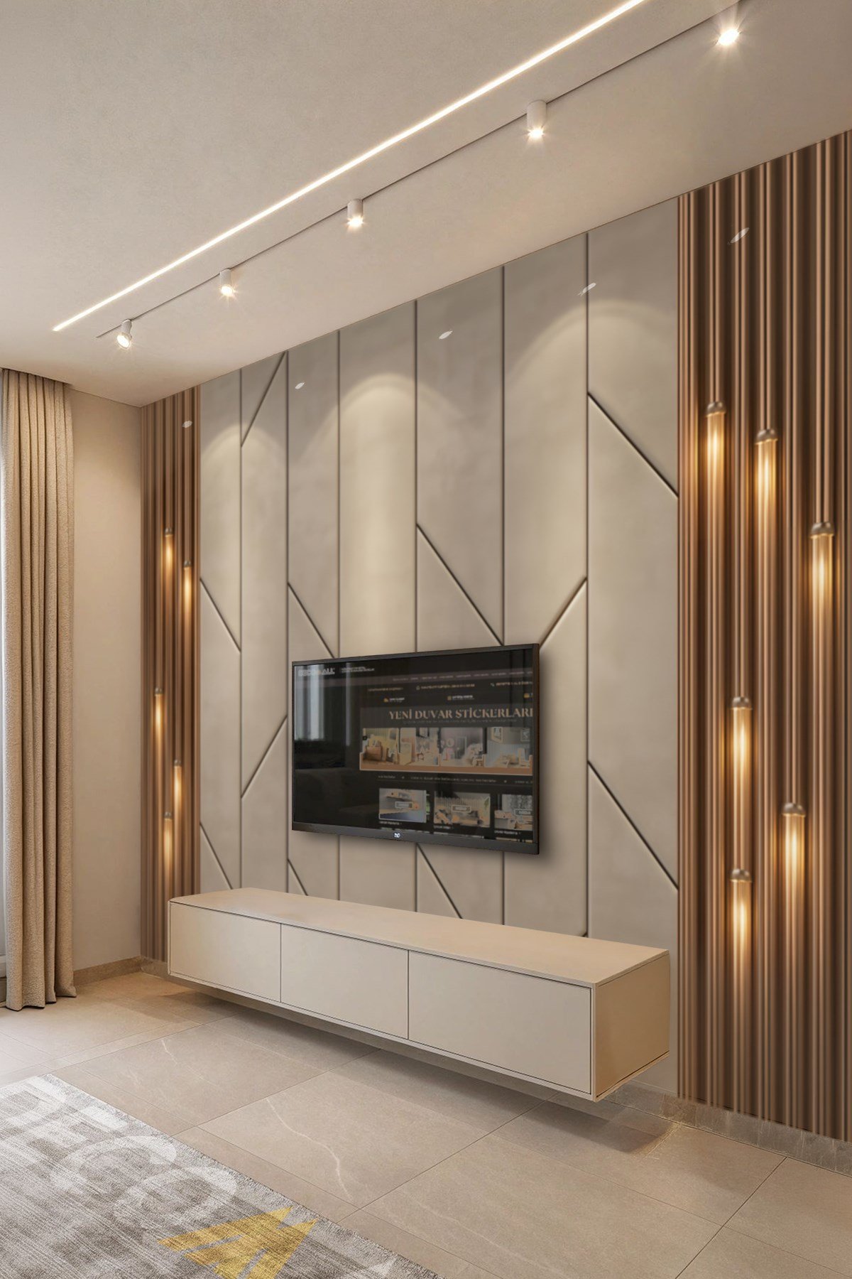 (TV-3) TV Arkası Duvar Kağıdı Tek Parça 3D Çita Mermer Görünümlü Salon Ofis Duvar Posteri