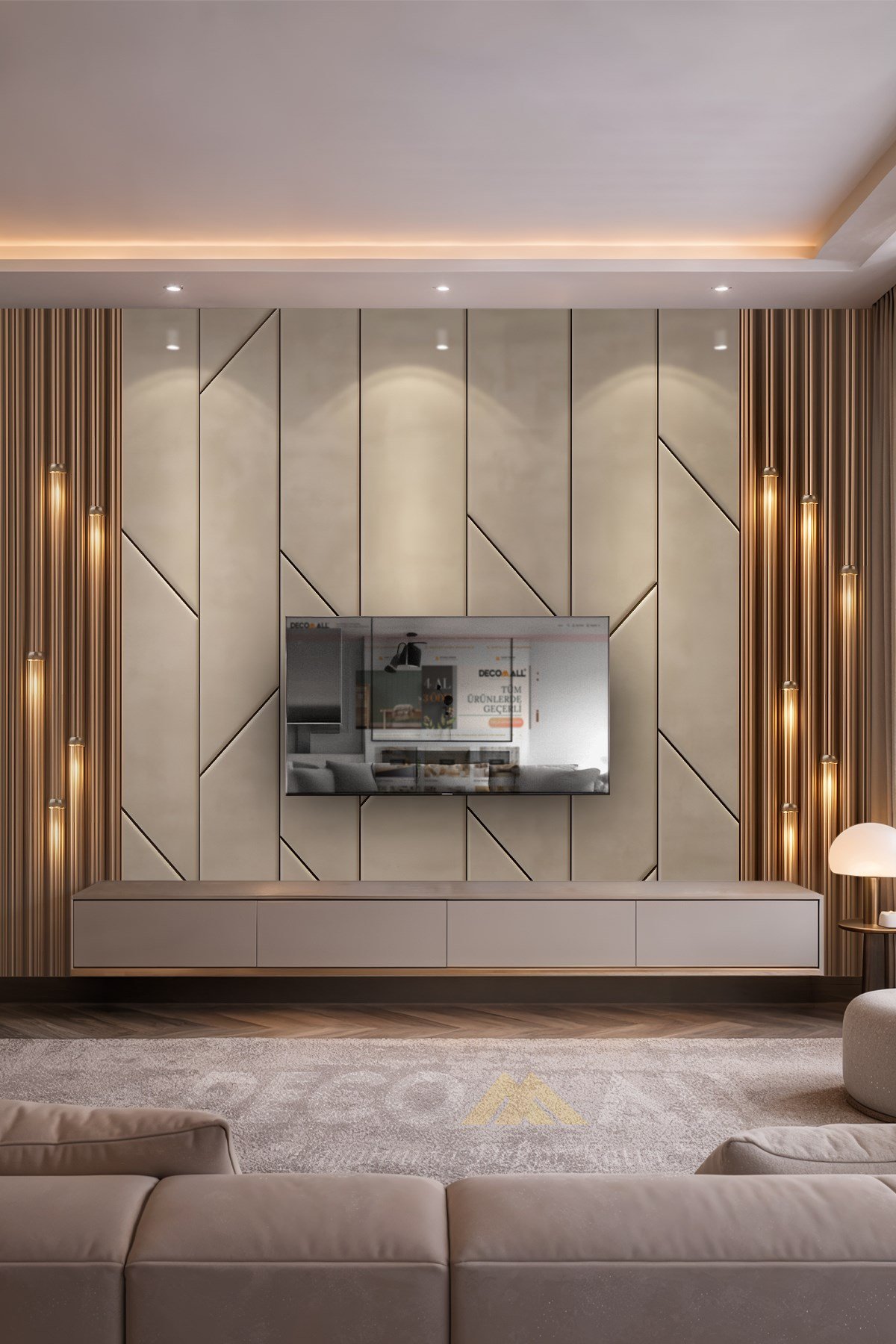 (TV-3) TV Arkası Duvar Kağıdı Tek Parça 3D Çita Mermer Görünümlü Salon Ofis Duvar Posteri