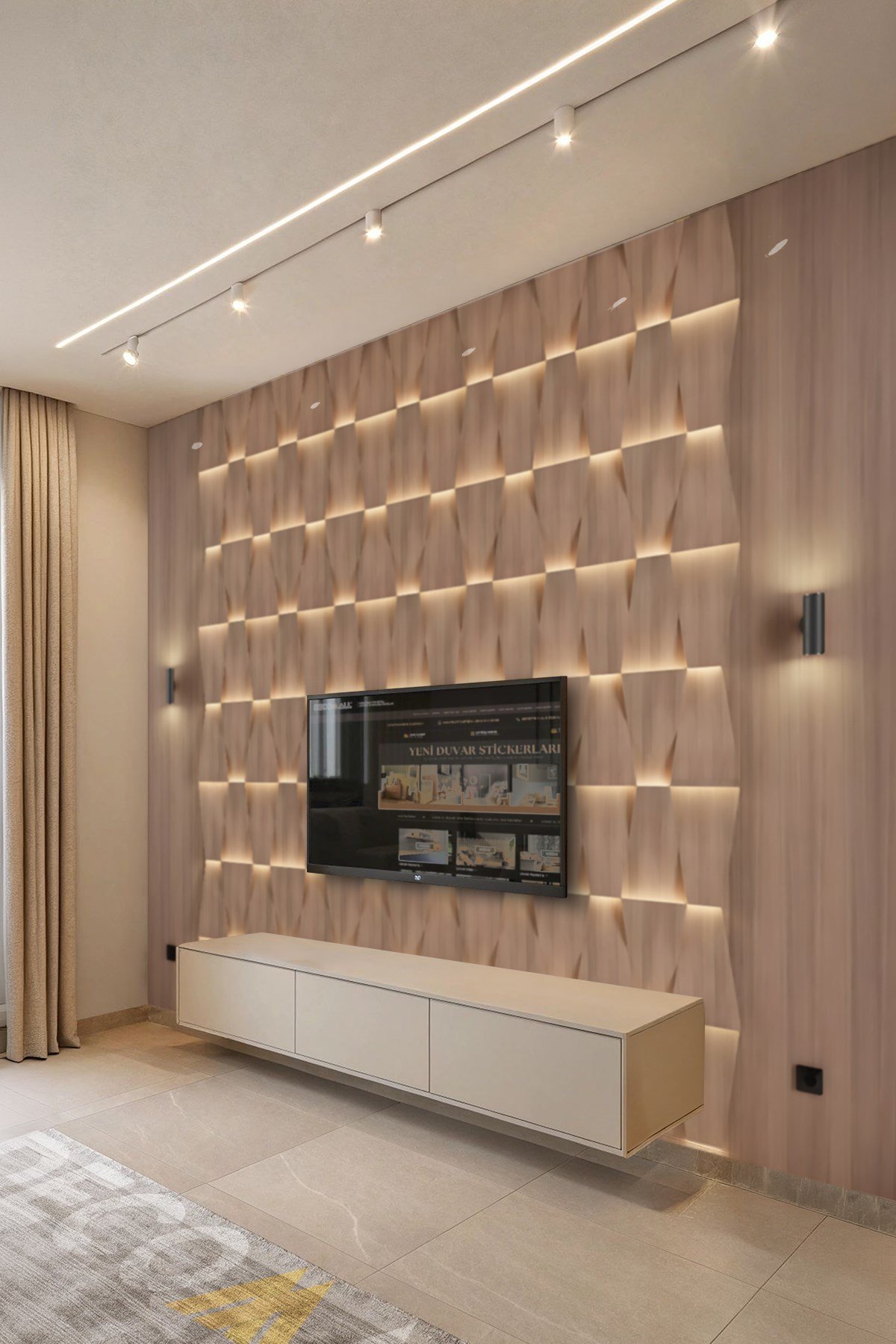 (TV-36) TV Arkası Duvar Kağıdı Tek Parça 3D Çita Mermer Görünümlü Salon Ofis Duvar Posteri