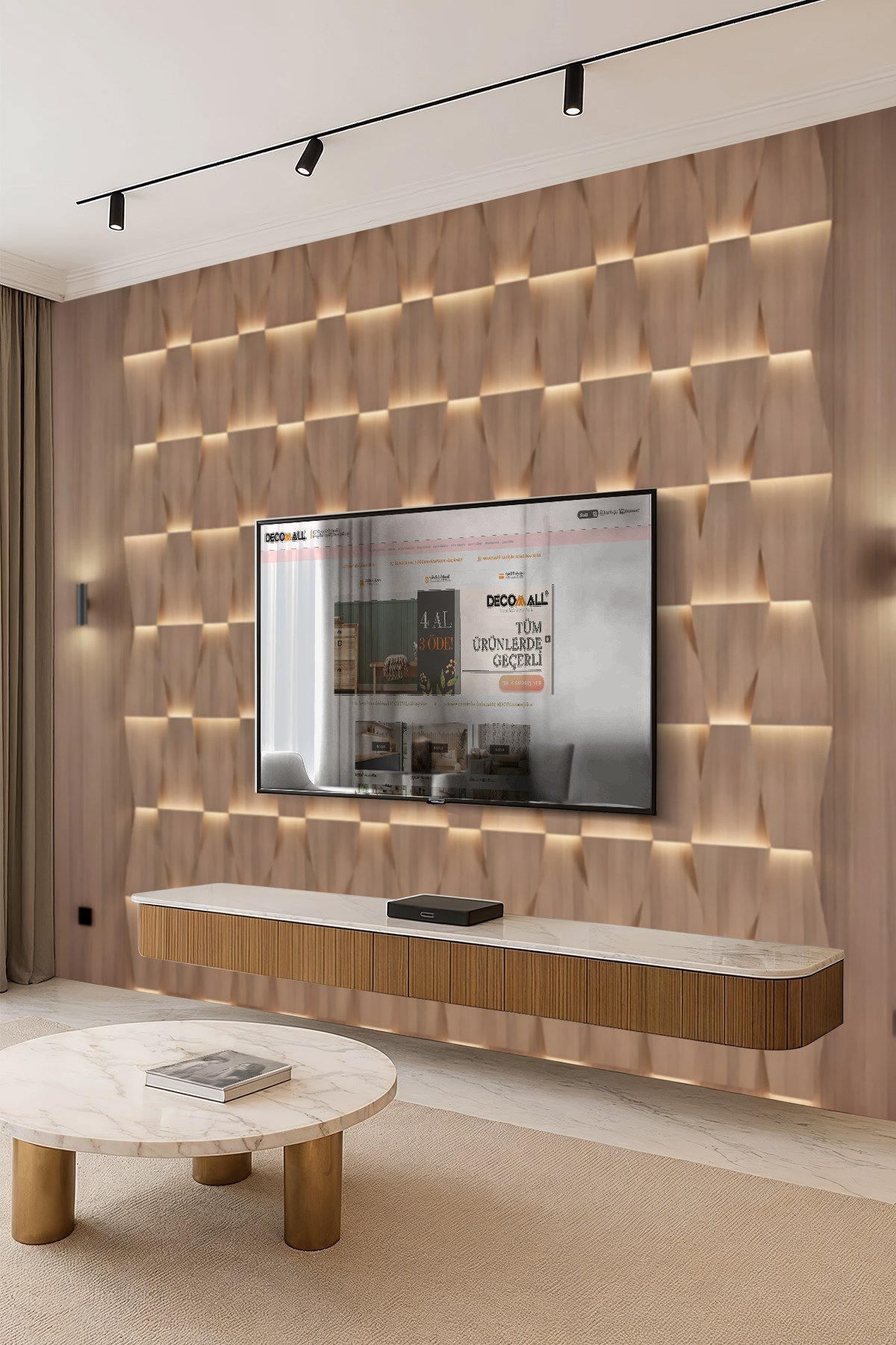 (TV-36) TV Arkası Duvar Kağıdı Tek Parça 3D Çita Mermer Görünümlü Salon Ofis Duvar Posteri
