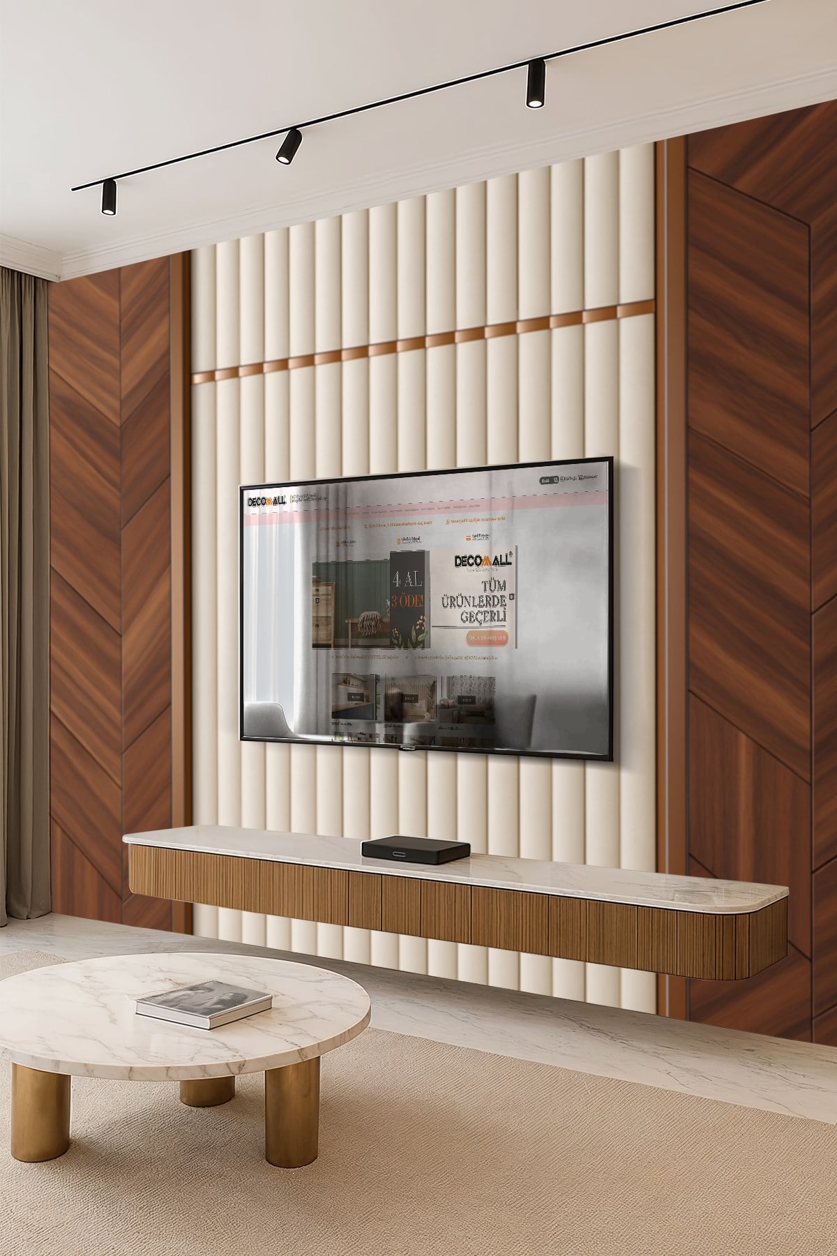 (TV-37) TV Arkası Duvar Kağıdı Tek Parça 3D Çita Mermer Görünümlü Salon Ofis Duvar Posteri