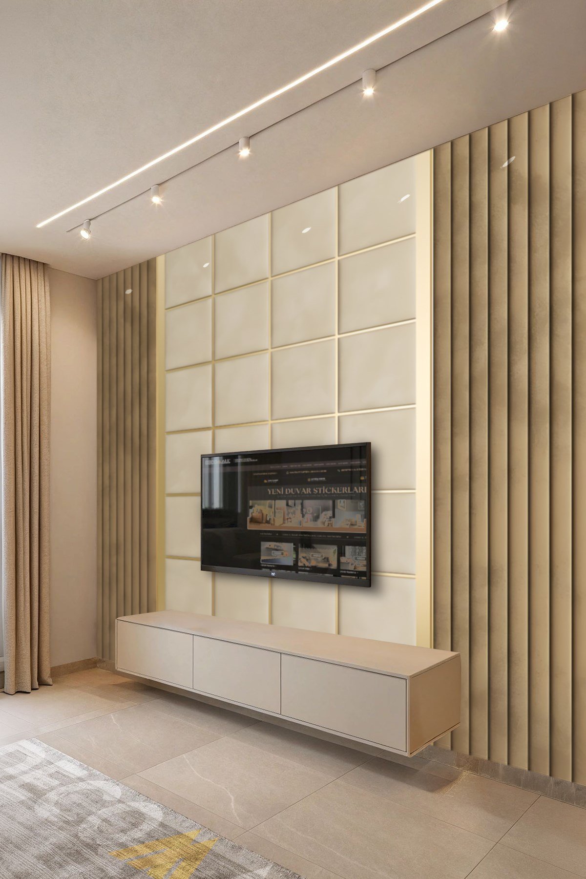 (TV-38) TV Arkası Duvar Kağıdı Tek Parça 3D Çita Mermer Görünümlü Salon Ofis Duvar Posteri
