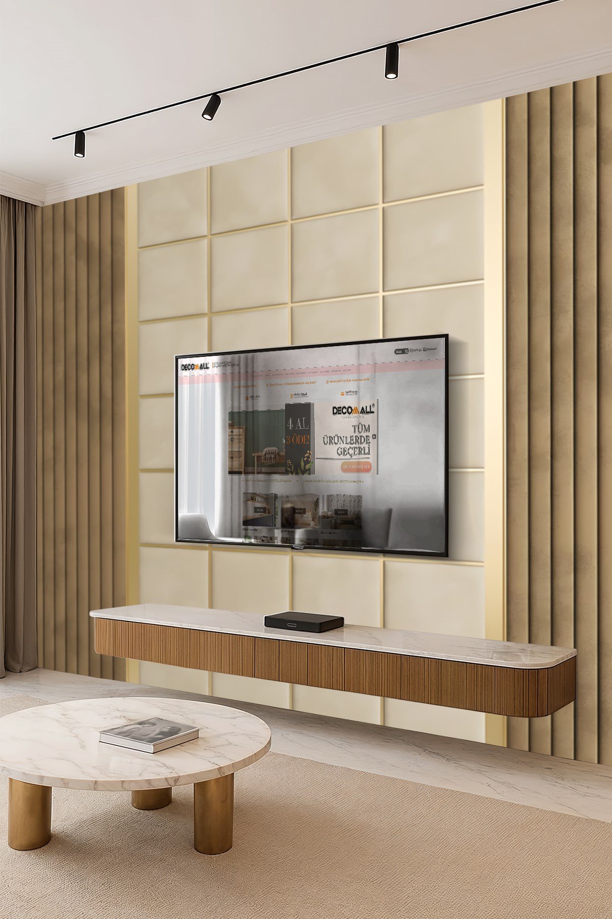 (TV-38) TV Arkası Duvar Kağıdı Tek Parça 3D Çita Mermer Görünümlü Salon Ofis Duvar Posteri