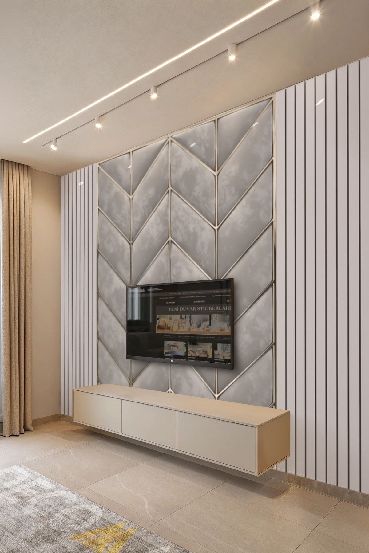 (TV-39) TV Arkası Duvar Kağıdı Tek Parça 3D Çita Mermer Görünümlü Salon Ofis Duvar Posteri