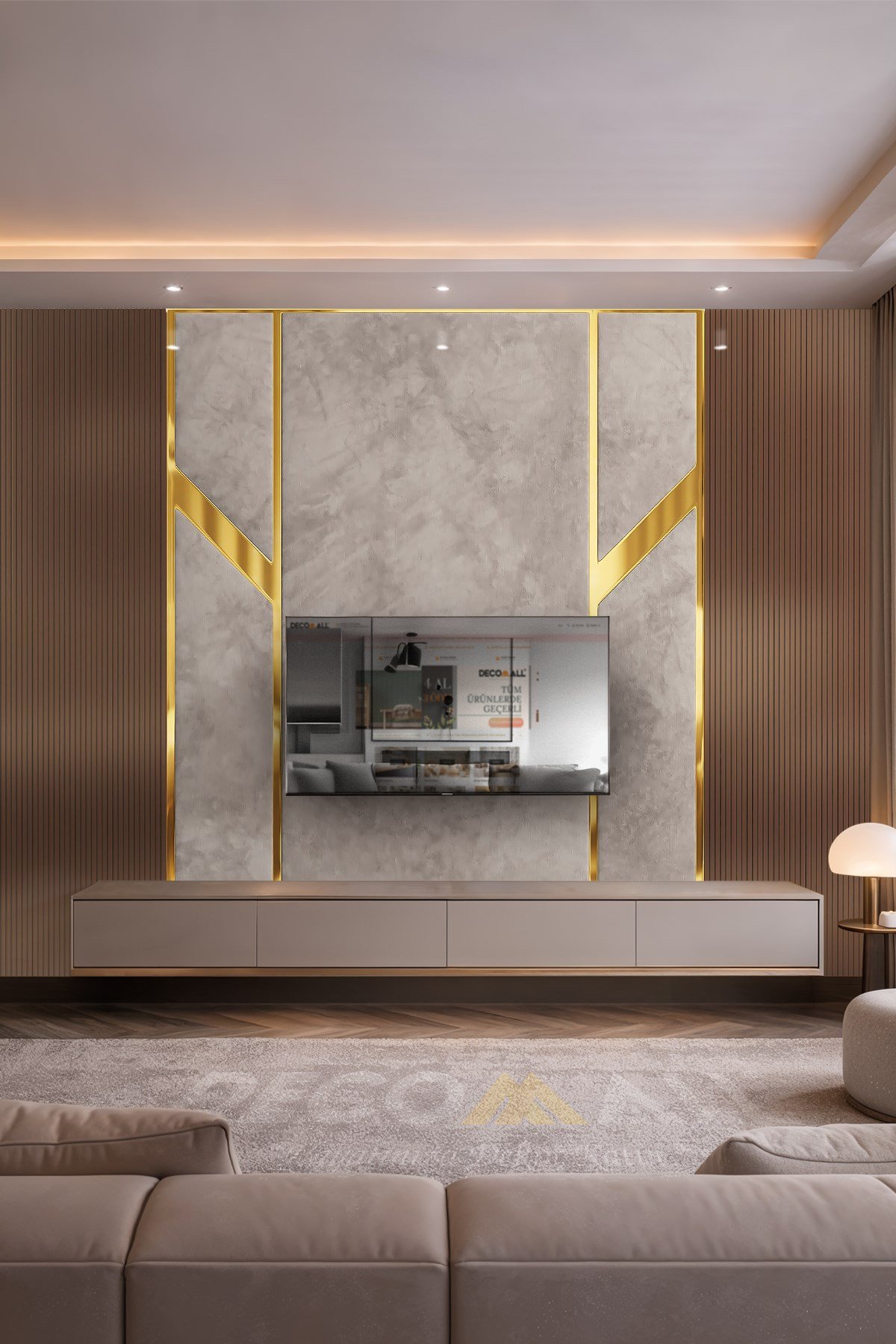(TV-40) TV Arkası Duvar Kağıdı Tek Parça 3D Çita Mermer Görünümlü Salon Ofis Duvar Posteri