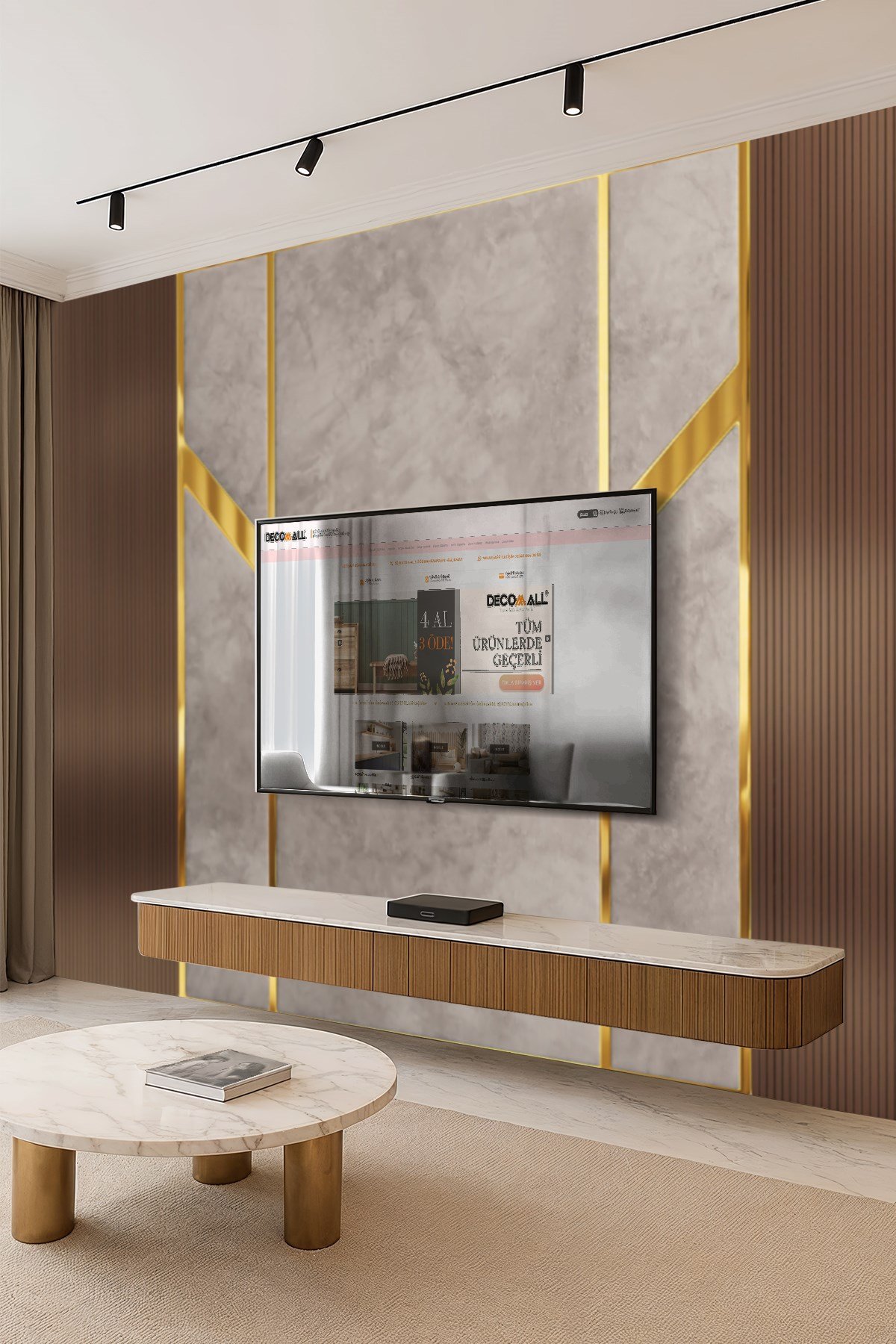 (TV-40) TV Arkası Duvar Kağıdı Tek Parça 3D Çita Mermer Görünümlü Salon Ofis Duvar Posteri