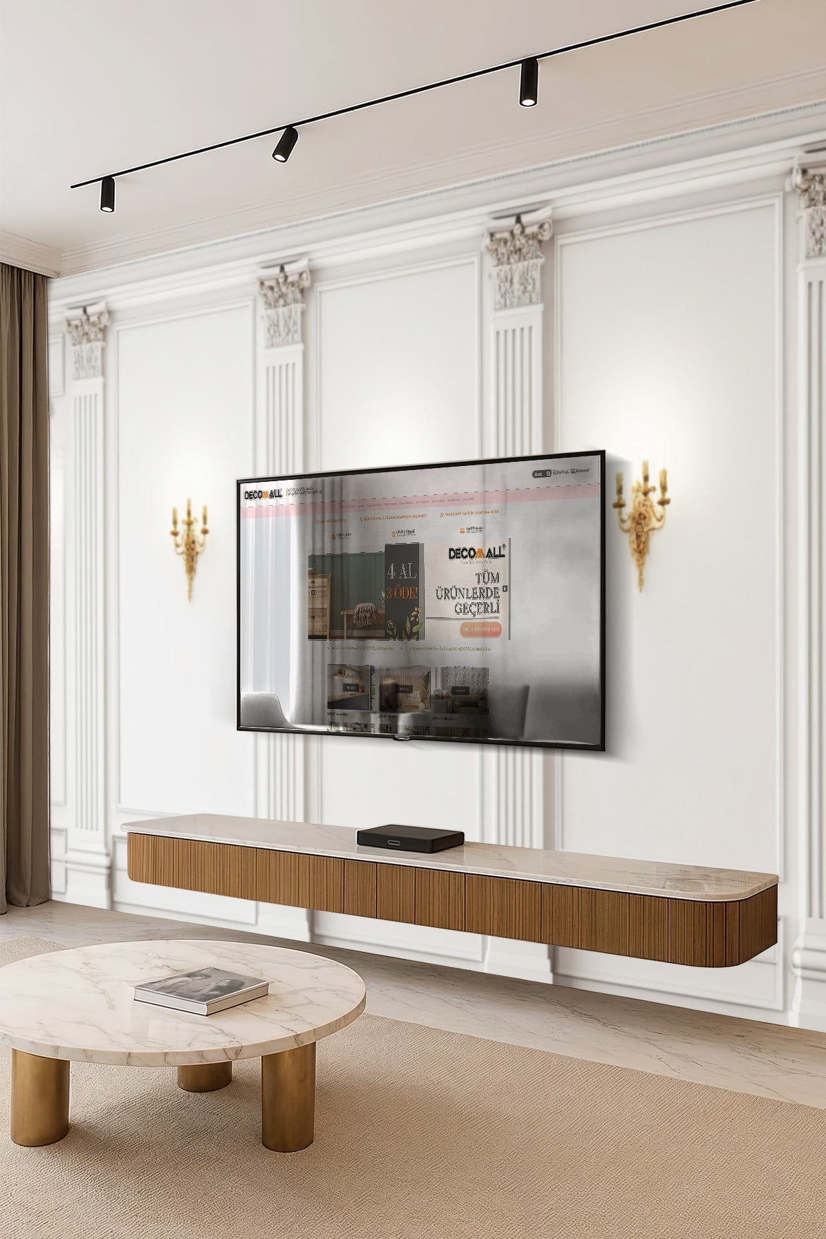 (TV-42) TV Arkası Duvar Kağıdı Tek Parça 3D Çita Mermer Görünümlü Salon Ofis Duvar Posteri