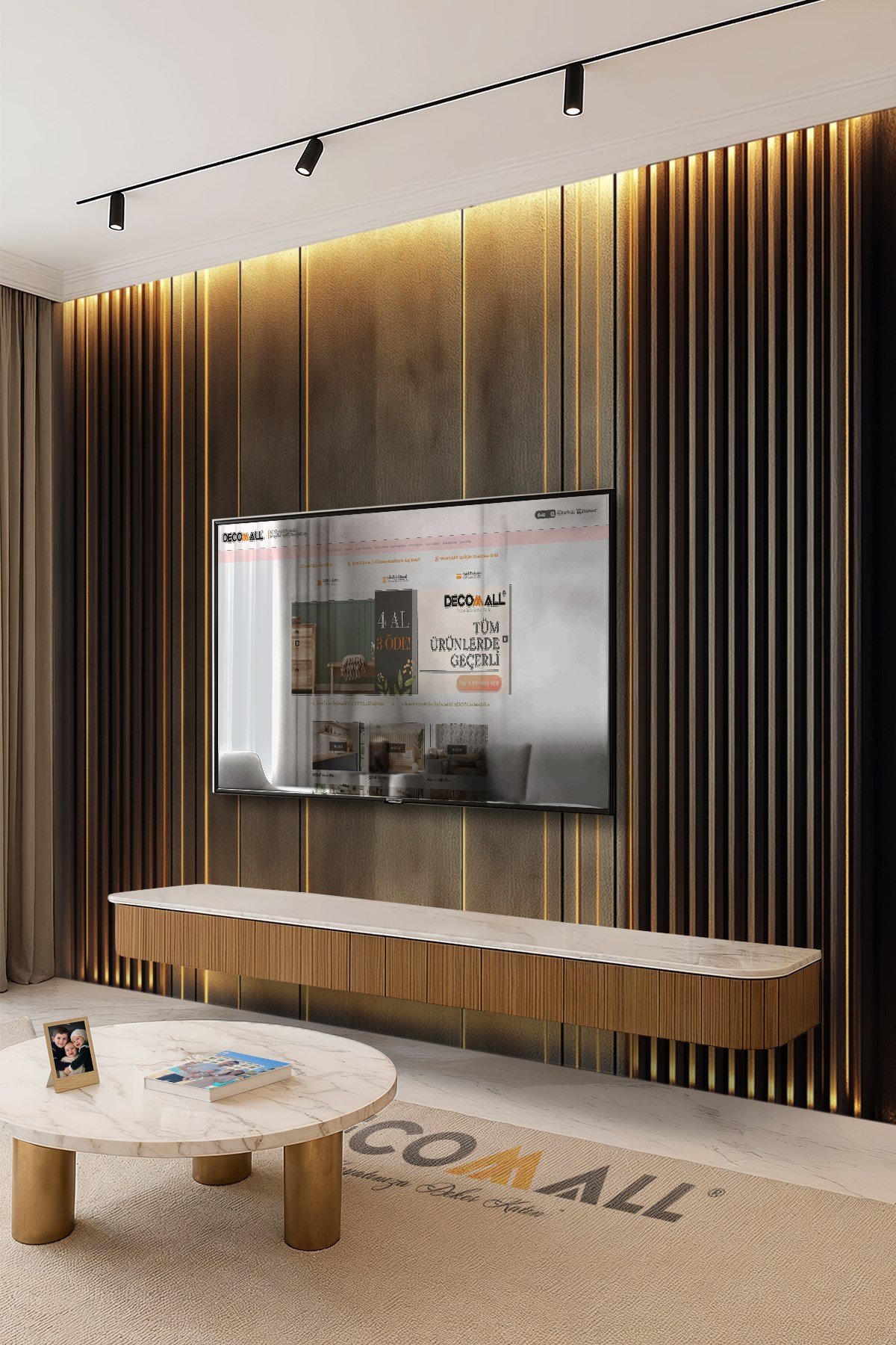 (TV-47) TV Arkası Duvar Kağıdı Tek Parça 3D Çita Mermer Görünümlü Salon Ofis Duvar Posteri