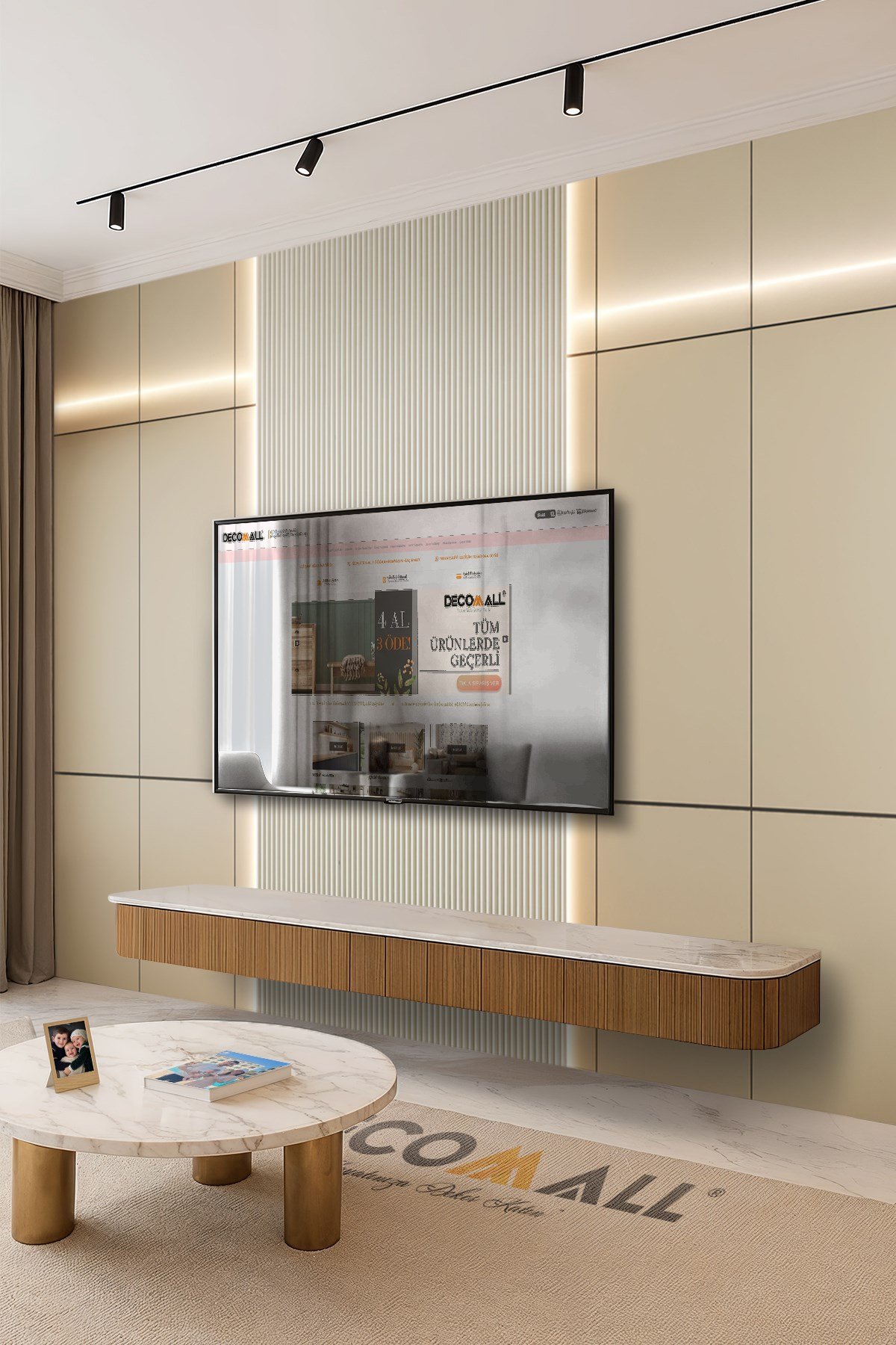 (TV-48) TV Arkası Duvar Kağıdı Tek Parça 3D Çita Mermer Görünümlü Salon Ofis Duvar Posteri