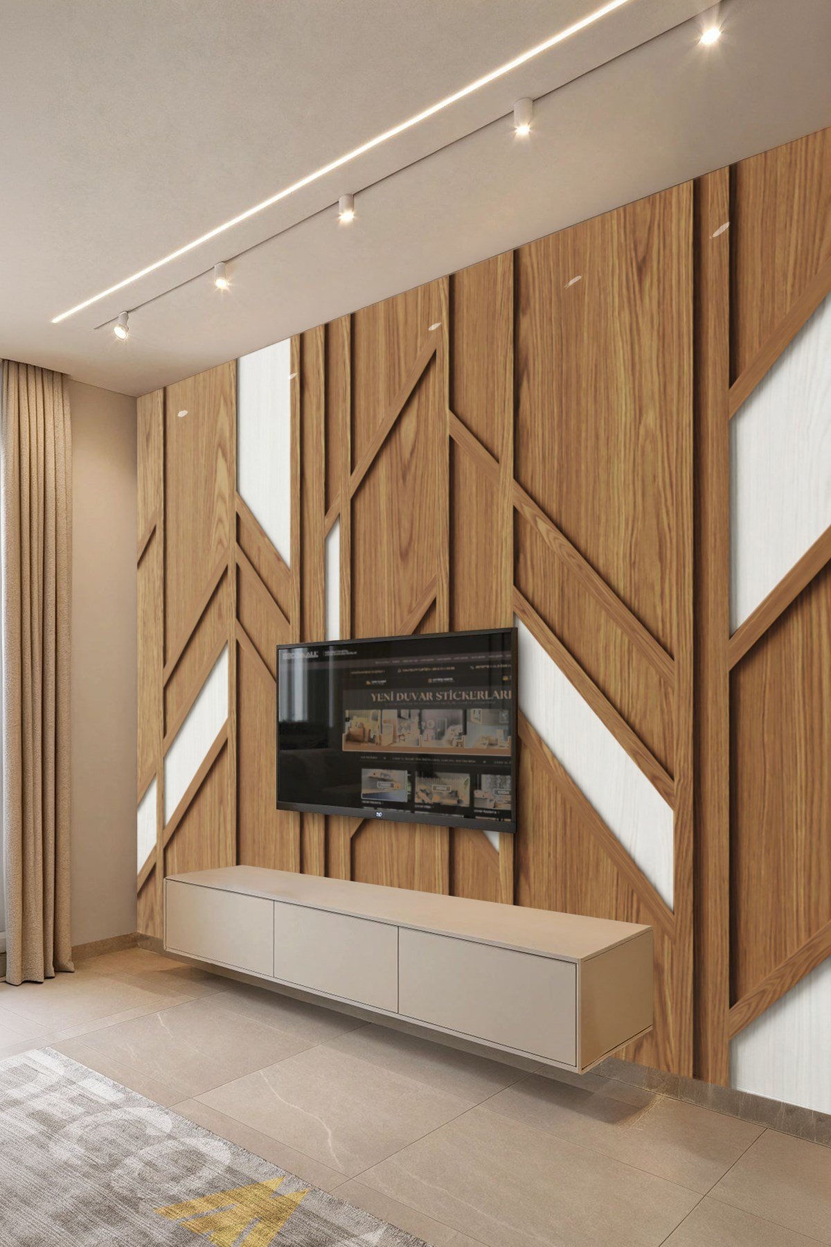 (TV-49) TV Arkası Duvar Kağıdı Tek Parça 3D Çita Mermer Görünümlü Salon Ofis Duvar Posteri