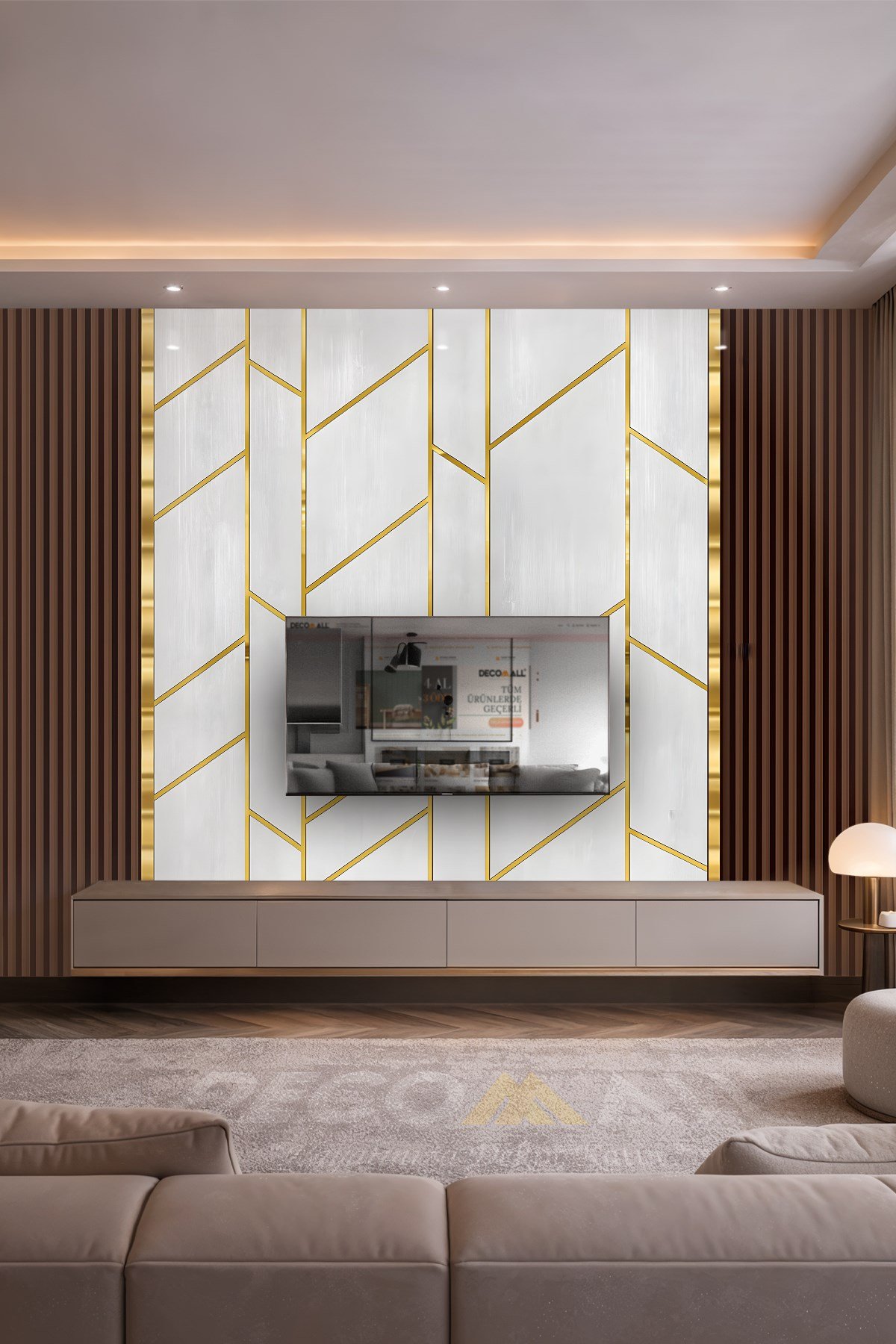 (TV-5) TV Arkası Duvar Kağıdı Tek Parça 3D Çita Mermer Görünümlü Salon Ofis Duvar Posteri