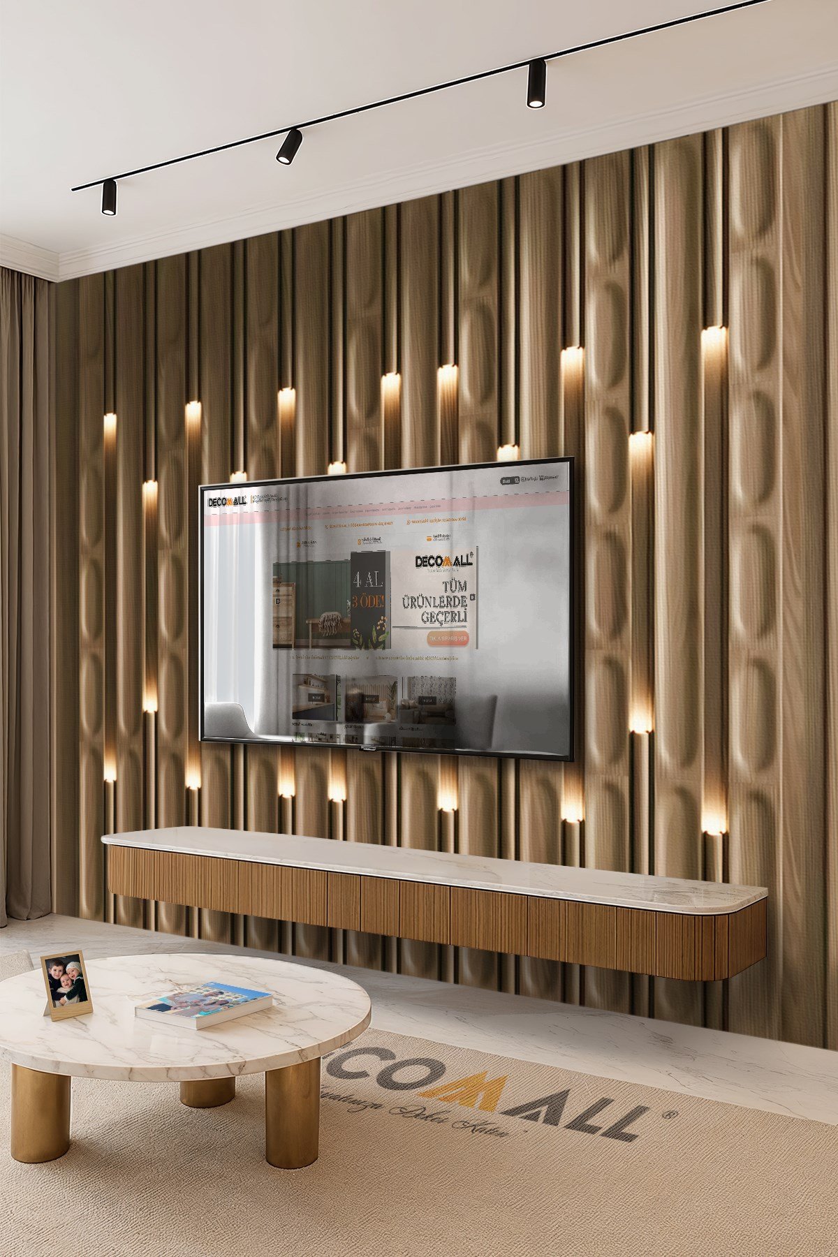 (TV-52) TV Arkası Duvar Kağıdı Tek Parça 3D Çita Mermer Görünümlü Salon Ofis Duvar Posteri