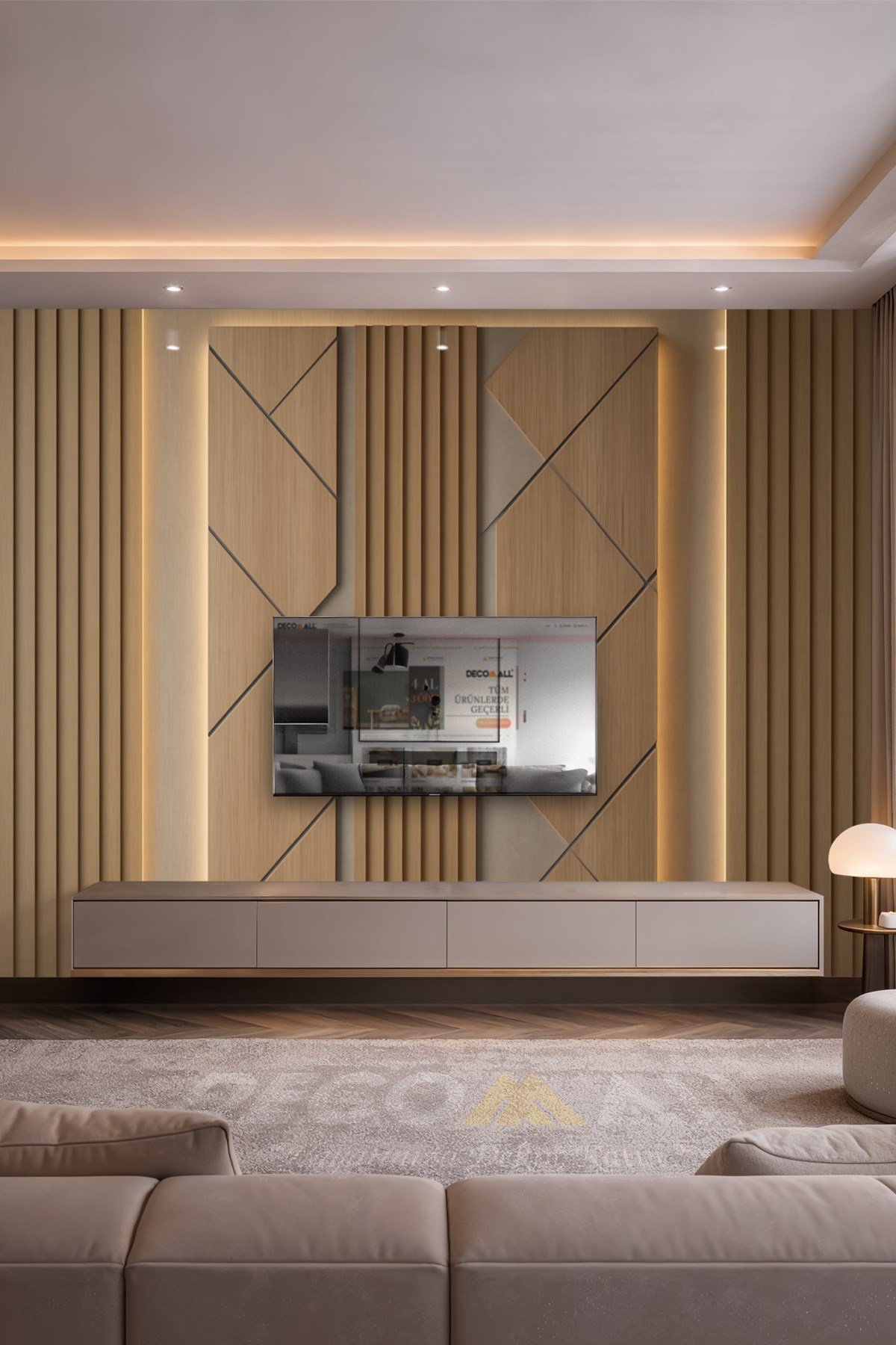 (TV-54) TV Arkası Duvar Kağıdı Tek Parça 3D Çita Mermer Görünümlü Salon Ofis Duvar Posteri