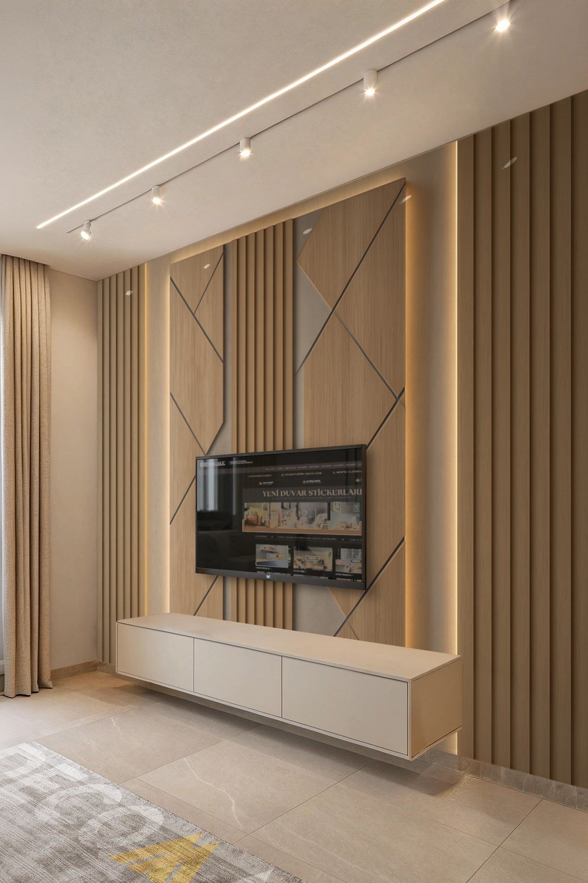 (TV-54) TV Arkası Duvar Kağıdı Tek Parça 3D Çita Mermer Görünümlü Salon Ofis Duvar Posteri