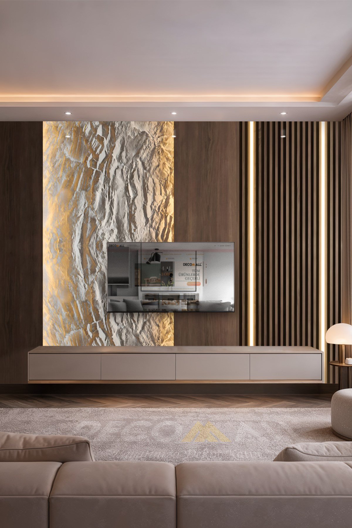 (TV-56) TV Arkası Duvar Kağıdı Tek Parça 3D Çita Mermer Görünümlü Salon Ofis Duvar Posteri
