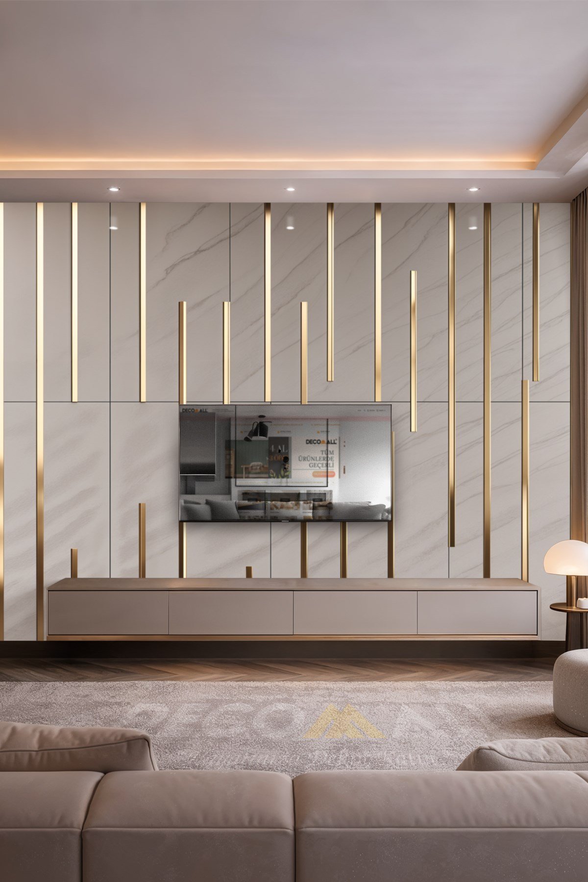 (TV-60) TV Arkası Duvar Kağıdı Tek Parça 3D Çita Mermer Görünümlü Salon Ofis Duvar Posteri