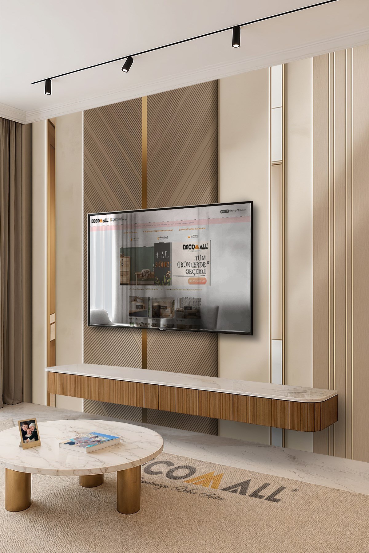 (TV-62) TV Arkası Duvar Kağıdı Tek Parça 3D Çita Mermer Görünümlü Salon Ofis Duvar Posteri