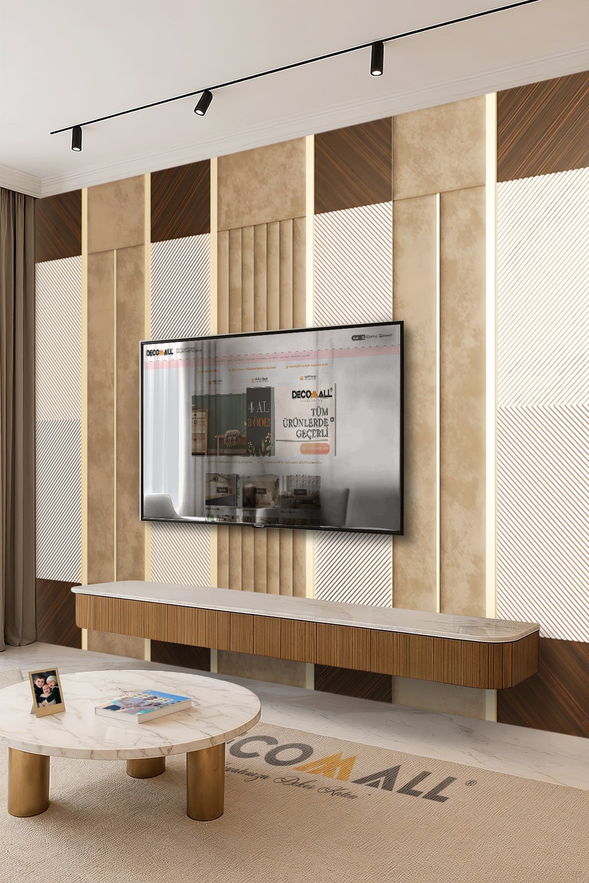 (TV-63) TV Arkası Duvar Kağıdı Tek Parça 3D Çita Mermer Görünümlü Salon Ofis Duvar Posteri