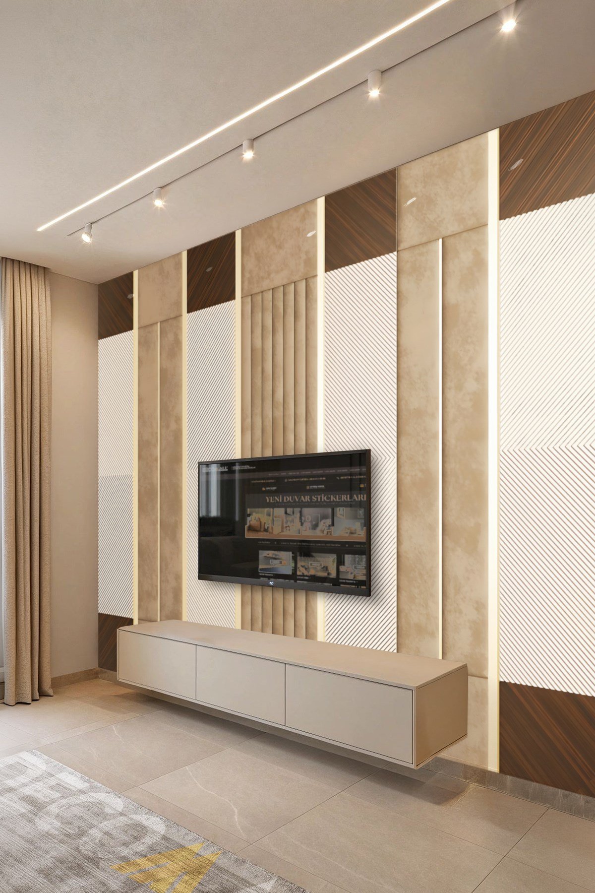 (TV-63) TV Arkası Duvar Kağıdı Tek Parça 3D Çita Mermer Görünümlü Salon Ofis Duvar Posteri