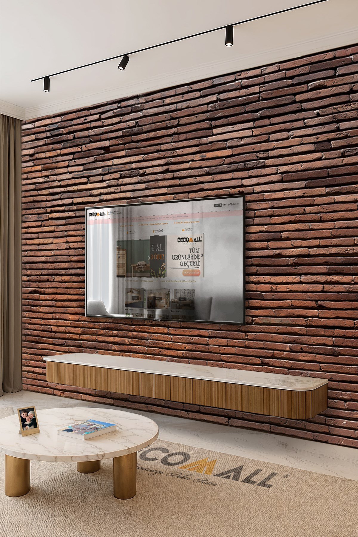(TV-64) TV Arkası Duvar Kağıdı Tek Parça 3D Çita Mermer Görünümlü Salon Ofis Duvar Posteri