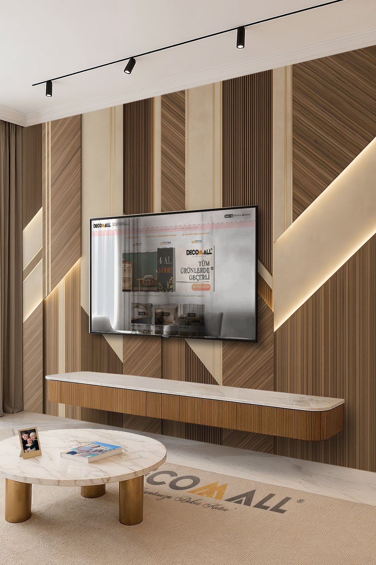 (TV-66) TV Arkası Duvar Kağıdı Tek Parça 3D Çita Mermer Görünümlü Salon Ofis Duvar Posteri