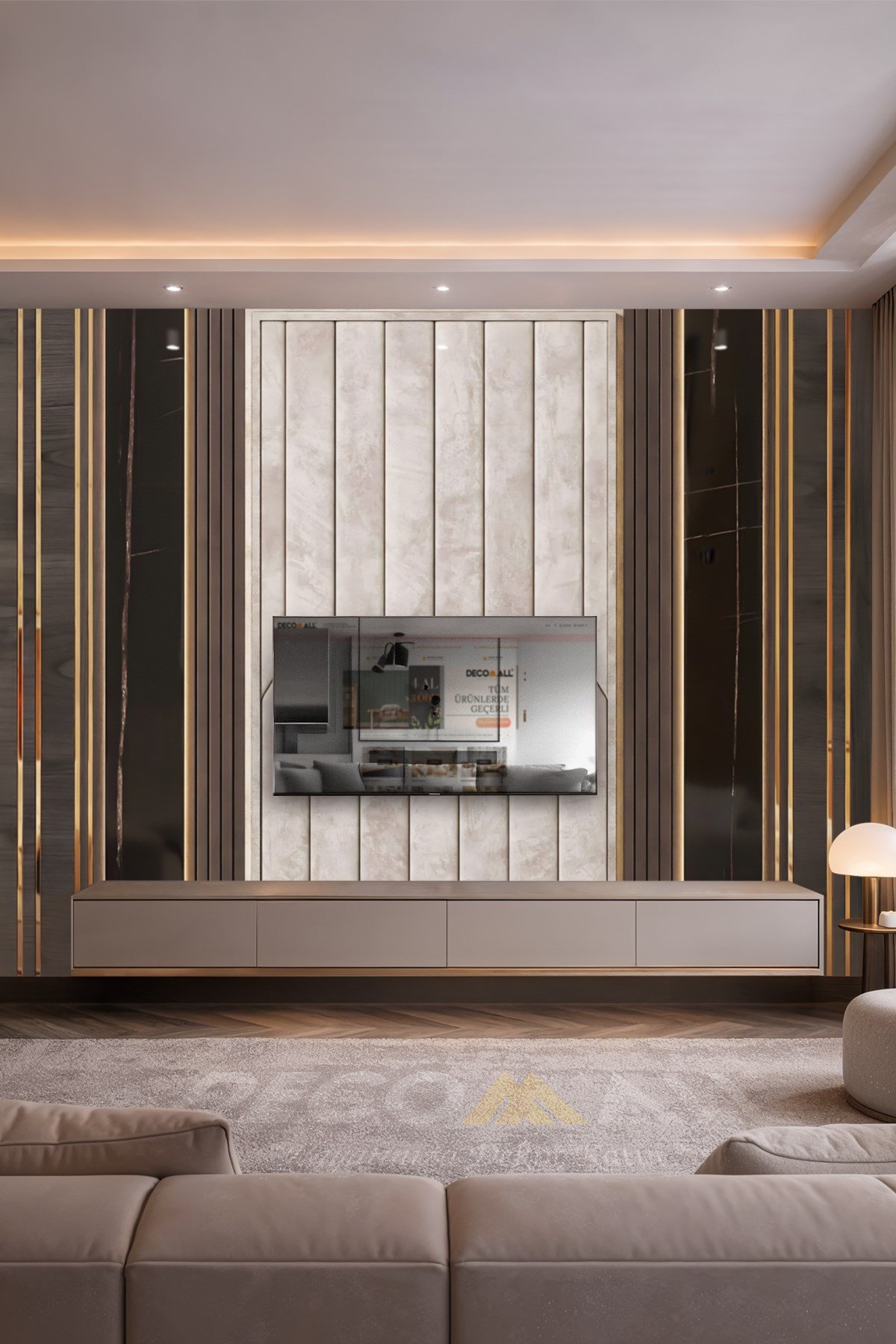 (TV-69) TV Arkası Duvar Kağıdı Tek Parça 3D Çita Mermer Görünümlü Salon Ofis Duvar Posteri