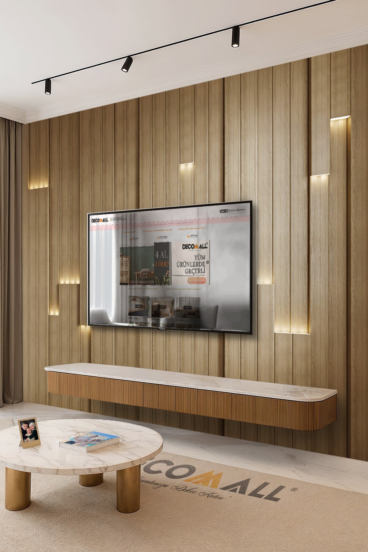 (TV-70) TV Arkası Duvar Kağıdı Tek Parça 3D Çita Mermer Görünümlü Salon Ofis Duvar Posteri
