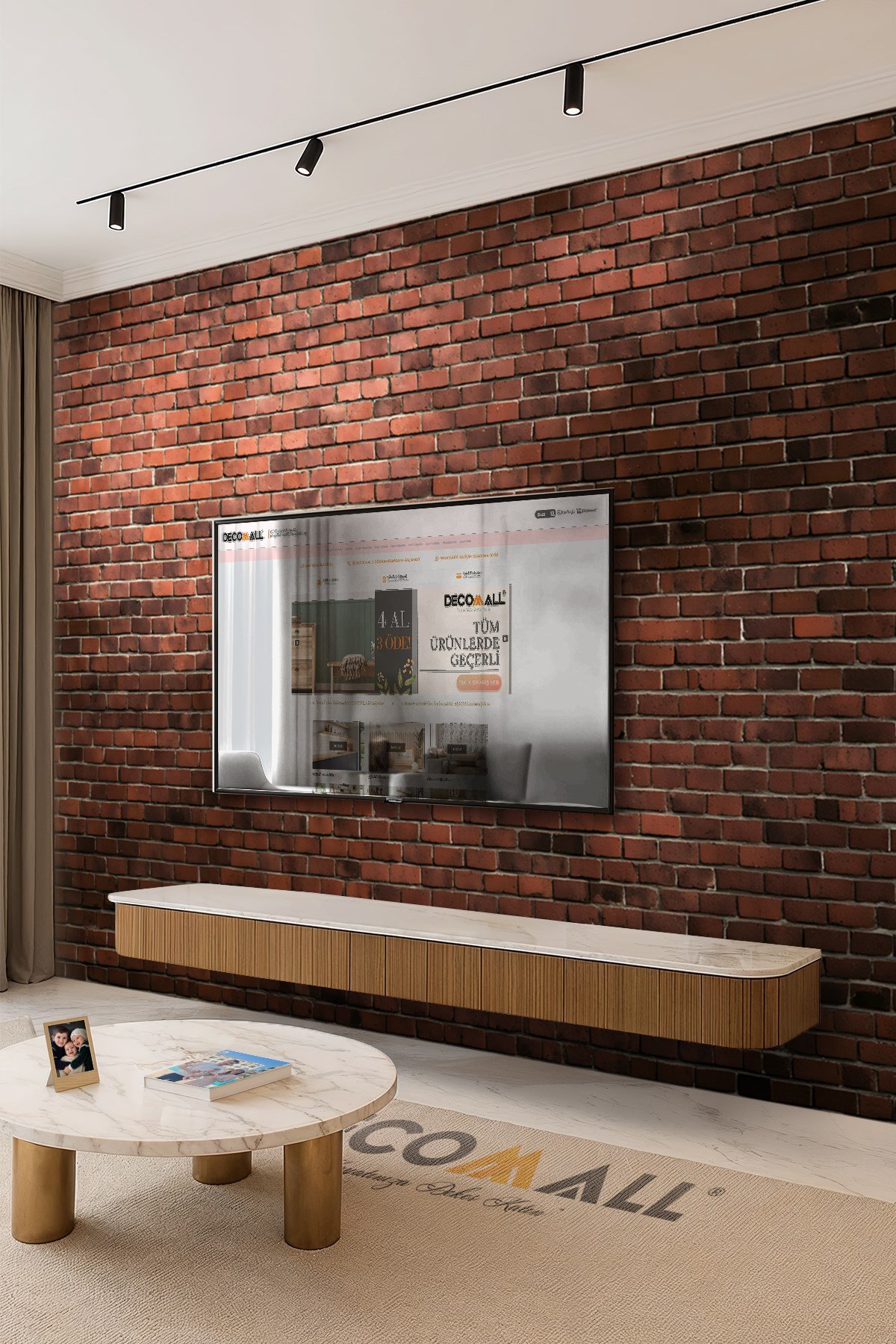 (TV-72) TV Arkası Duvar Kağıdı Tek Parça 3D Çita Mermer Görünümlü Salon Ofis Duvar Posteri