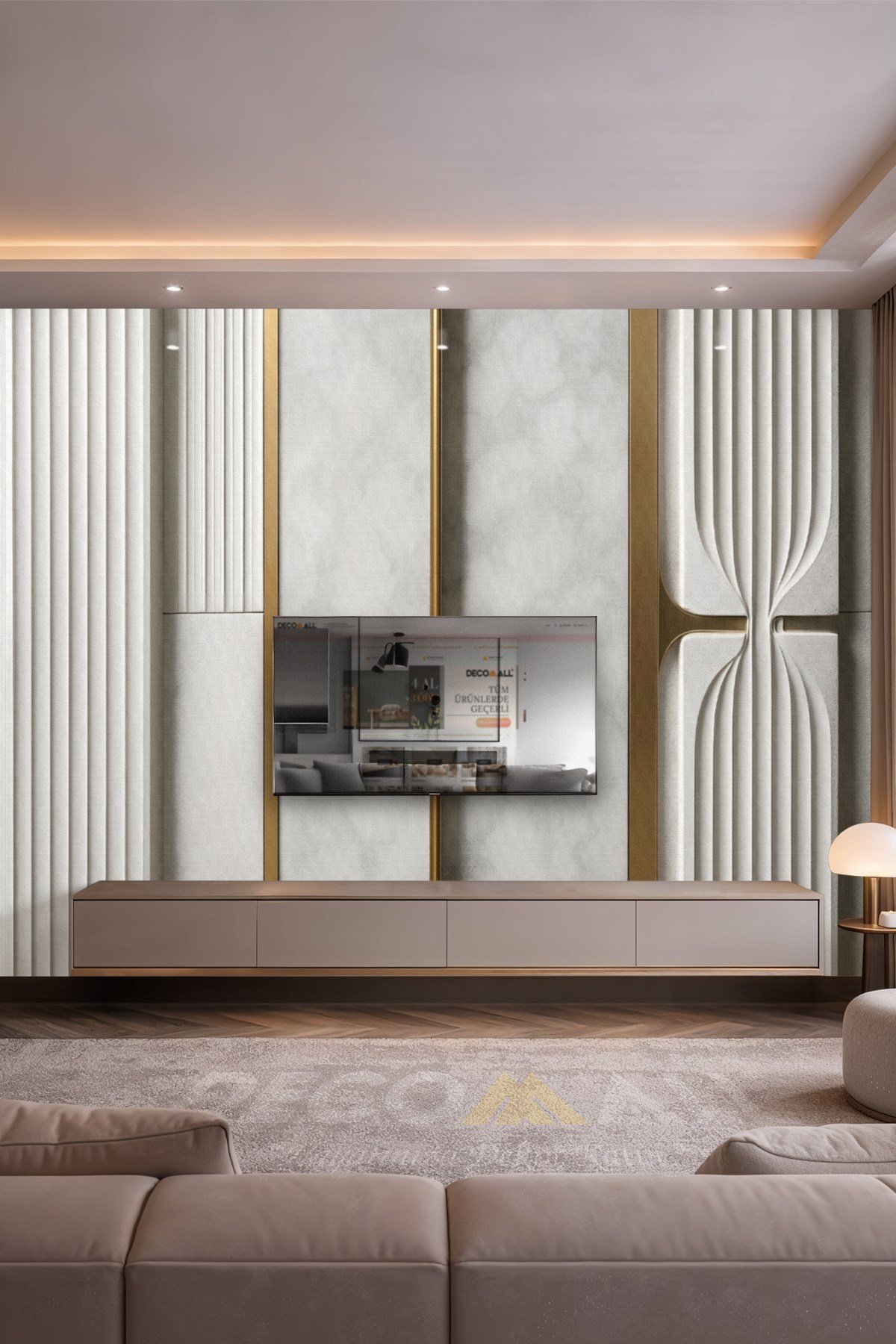 (TV-73) TV Arkası Duvar Kağıdı Tek Parça 3D Çita Mermer Görünümlü Salon Ofis Duvar Posteri