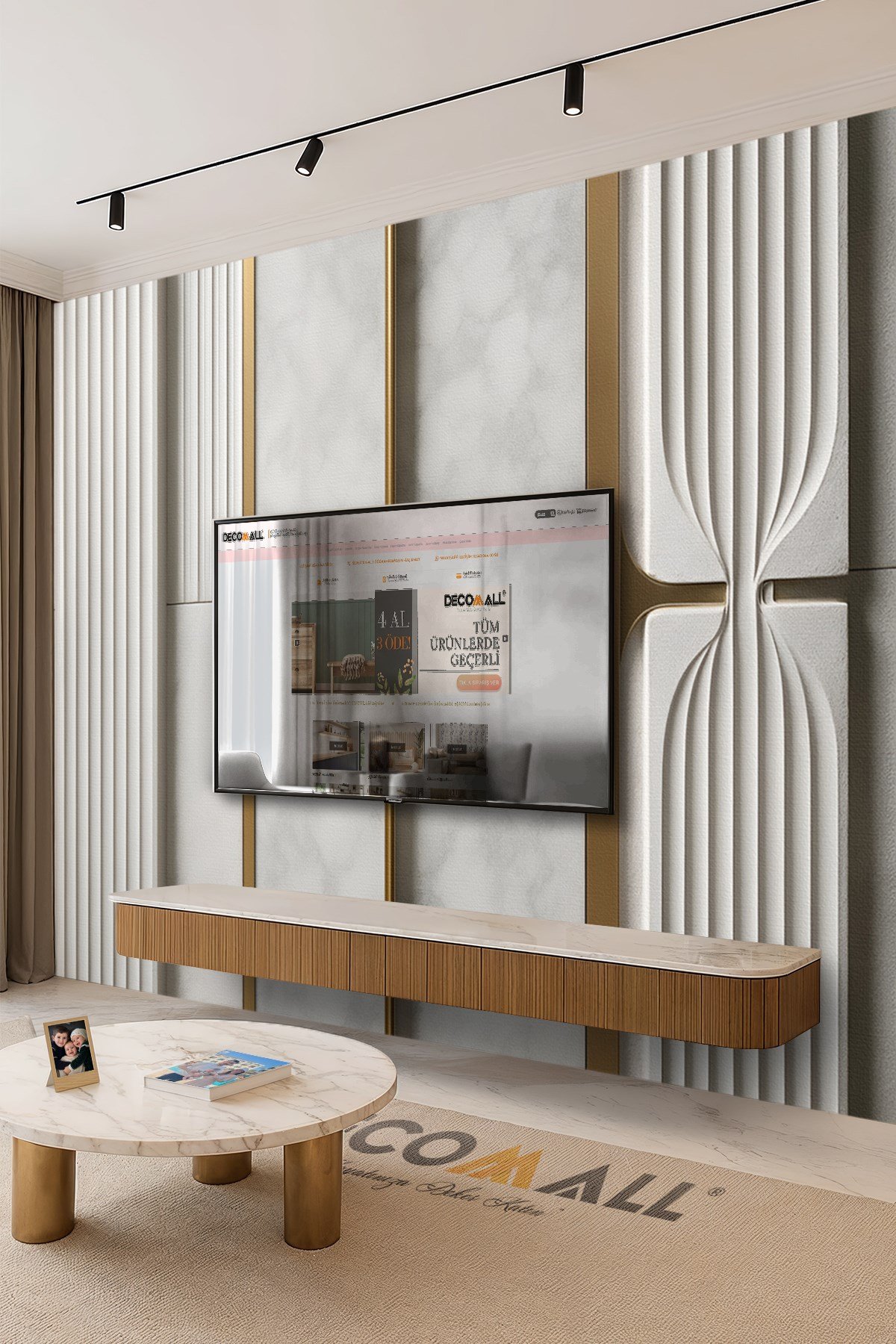 (TV-73) TV Arkası Duvar Kağıdı Tek Parça 3D Çita Mermer Görünümlü Salon Ofis Duvar Posteri
