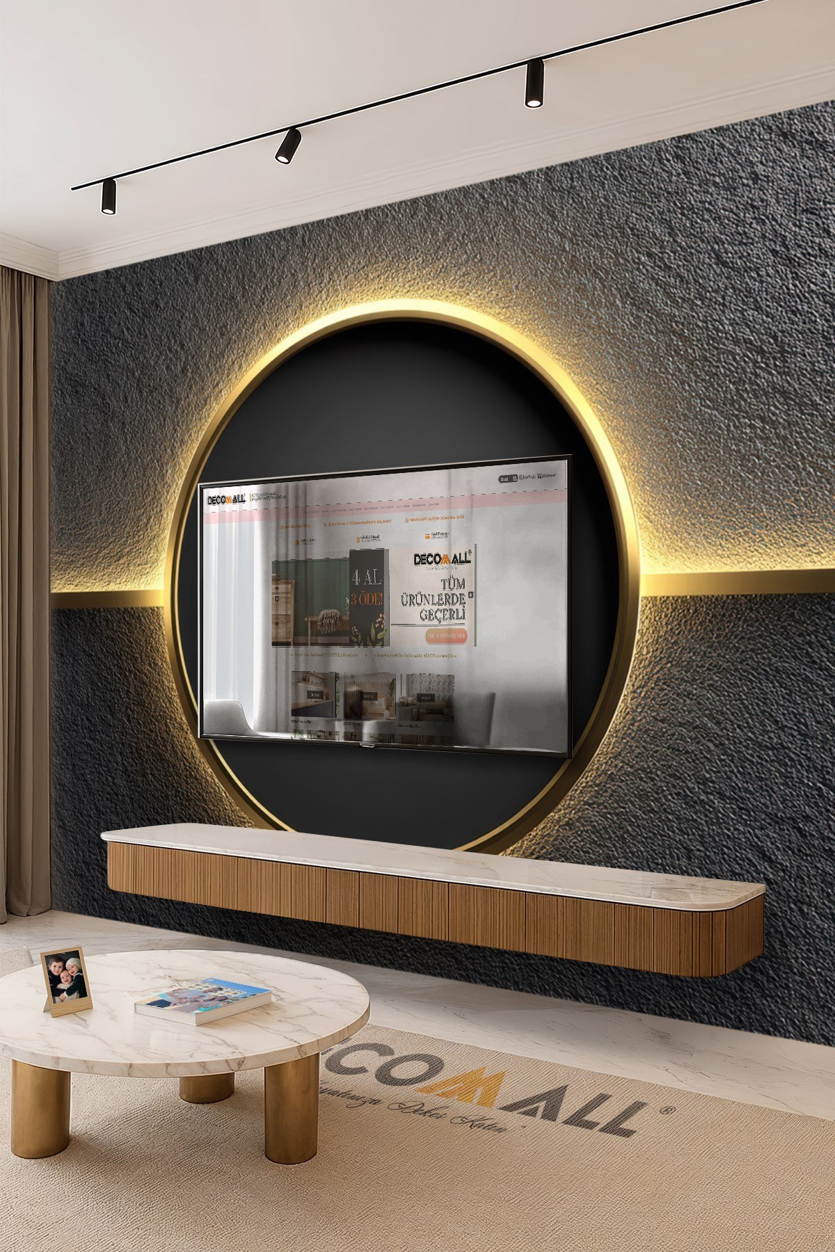 (TV-74) TV Arkası Duvar Kağıdı Tek Parça 3D Çita Mermer Görünümlü Salon Ofis Duvar Posteri