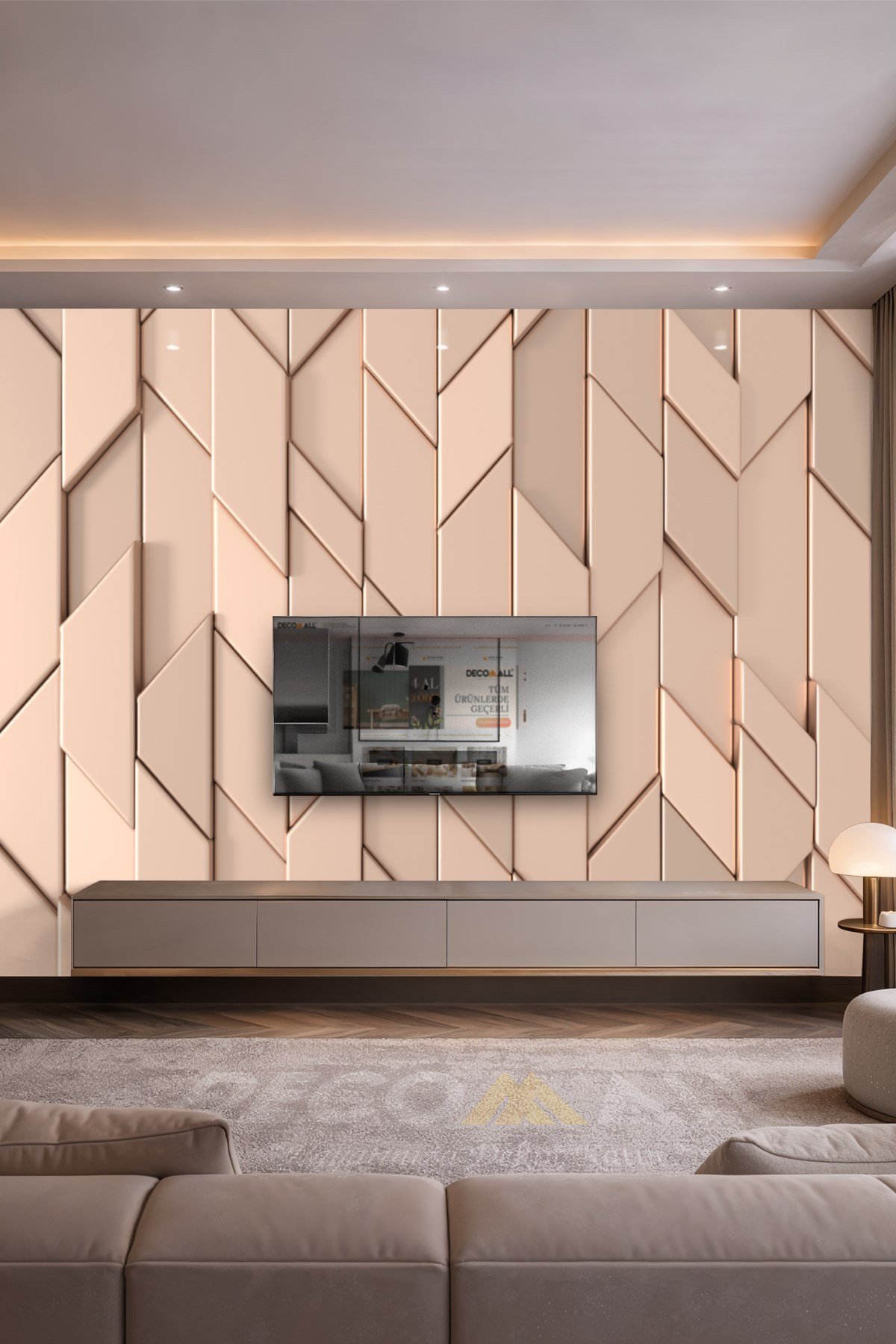 (TV-79) TV Arkası Duvar Kağıdı Tek Parça 3D Çita Mermer Görünümlü Salon Ofis Duvar Posteri