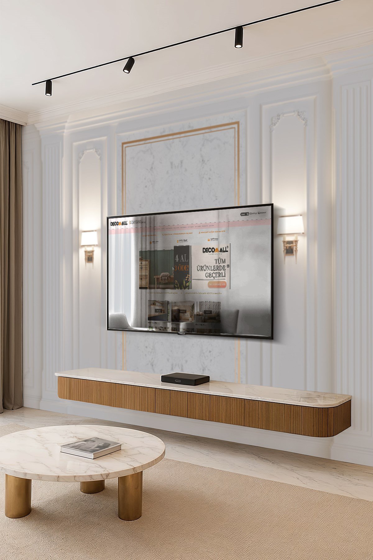 (TV-8) TV Arkası Duvar Kağıdı Tek Parça 3D Çita Mermer Görünümlü Salon Ofis Duvar Posteri