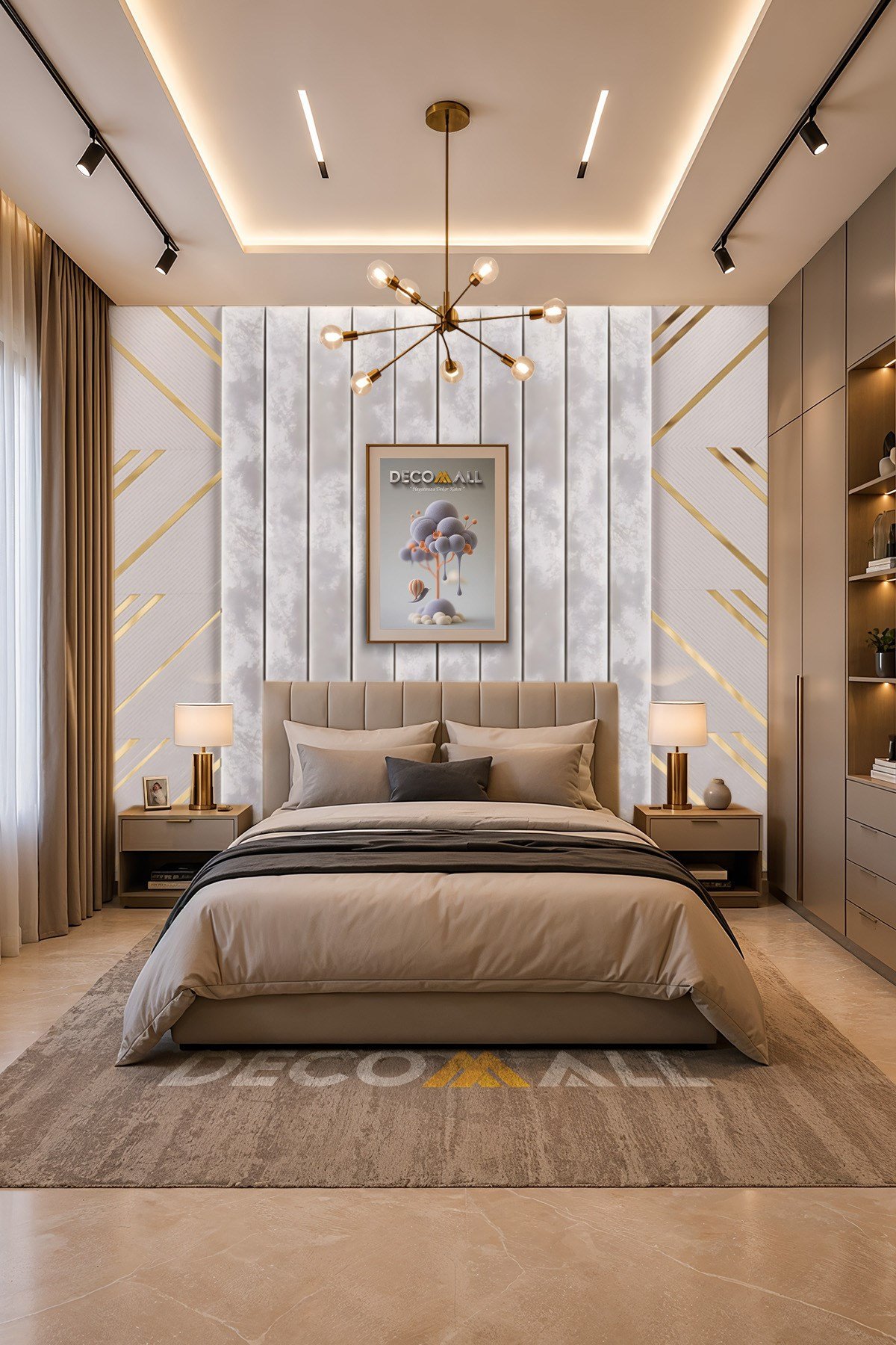 (TV-80) TV Arkası Duvar Kağıdı Tek Parça 3D Çita Mermer Görünümlü Salon Ofis Duvar Posteri