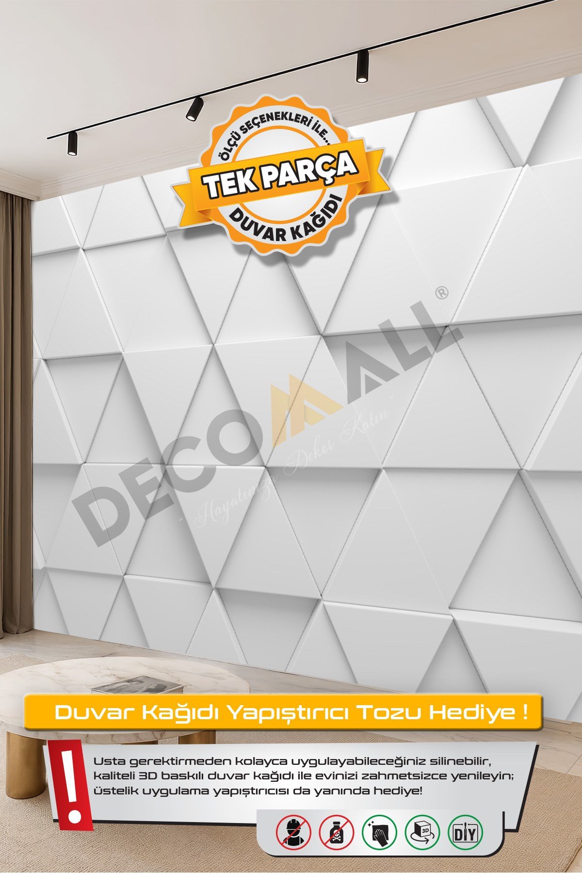 (TV-81) TV Arkası Duvar Kağıdı Tek Parça 3D Çita Mermer Görünümlü Salon Ofis Duvar Posteri