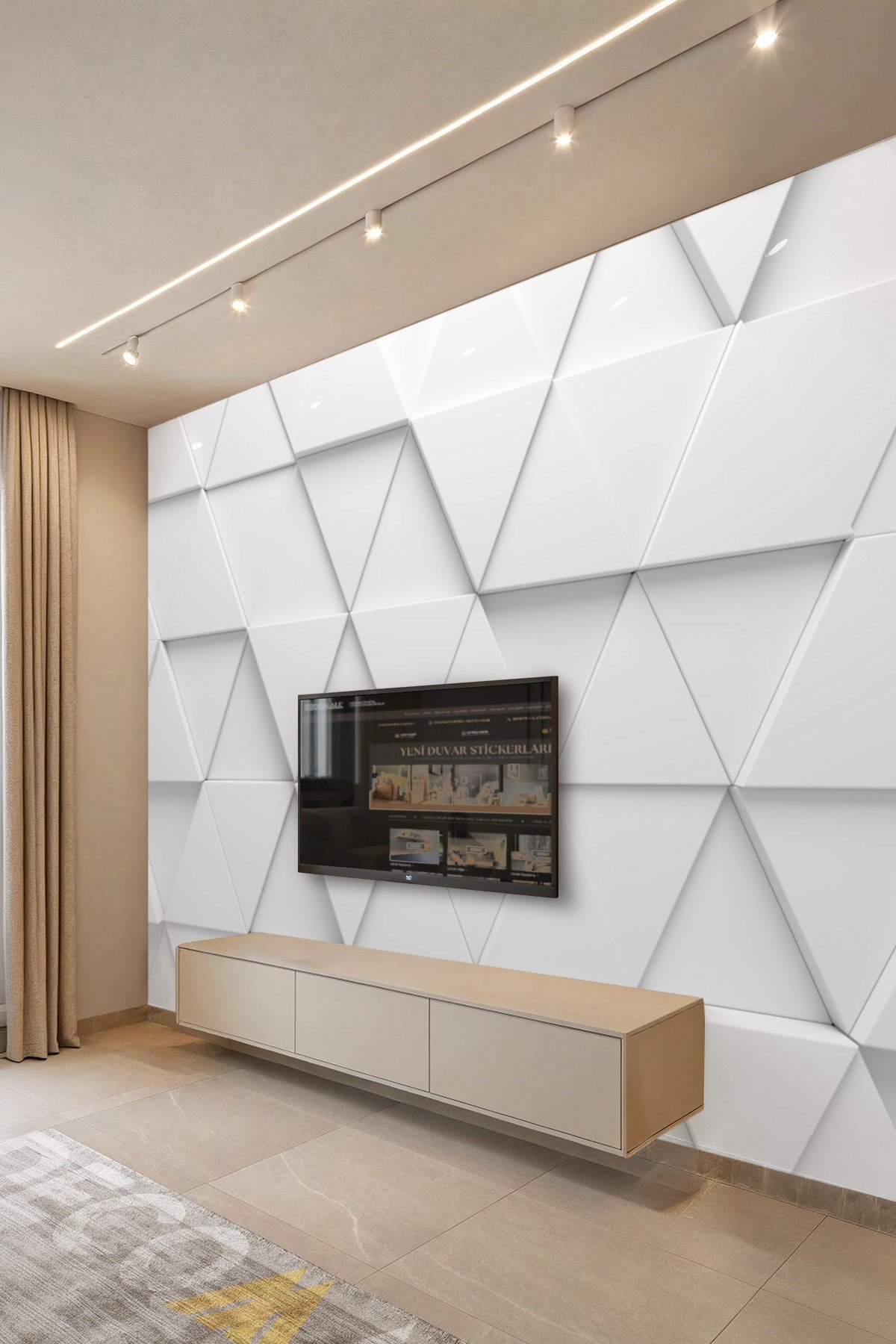(TV-81) TV Arkası Duvar Kağıdı Tek Parça 3D Çita Mermer Görünümlü Salon Ofis Duvar Posteri
