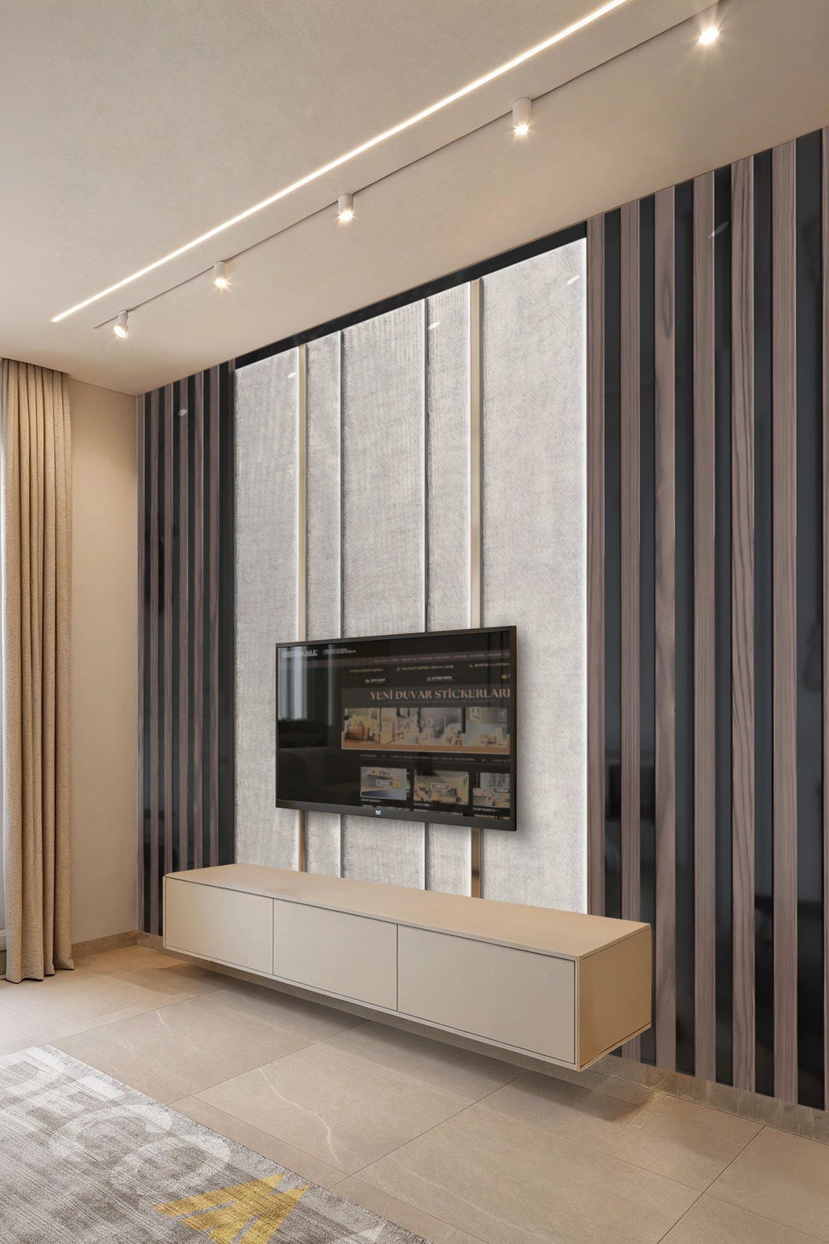 (TV-82) TV Arkası Duvar Kağıdı Tek Parça 3D Çita Mermer Görünümlü Salon Ofis Duvar Posteri
