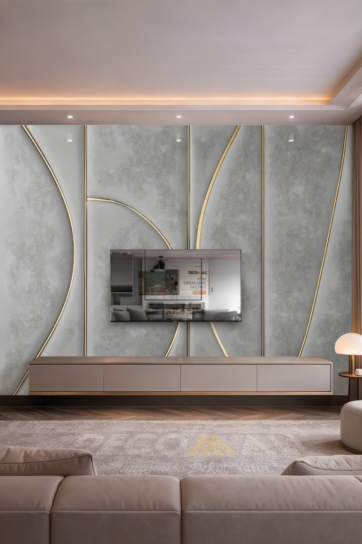 (TV-83) TV Arkası Duvar Kağıdı Tek Parça 3D Çita Mermer Görünümlü Salon Ofis Duvar Posteri