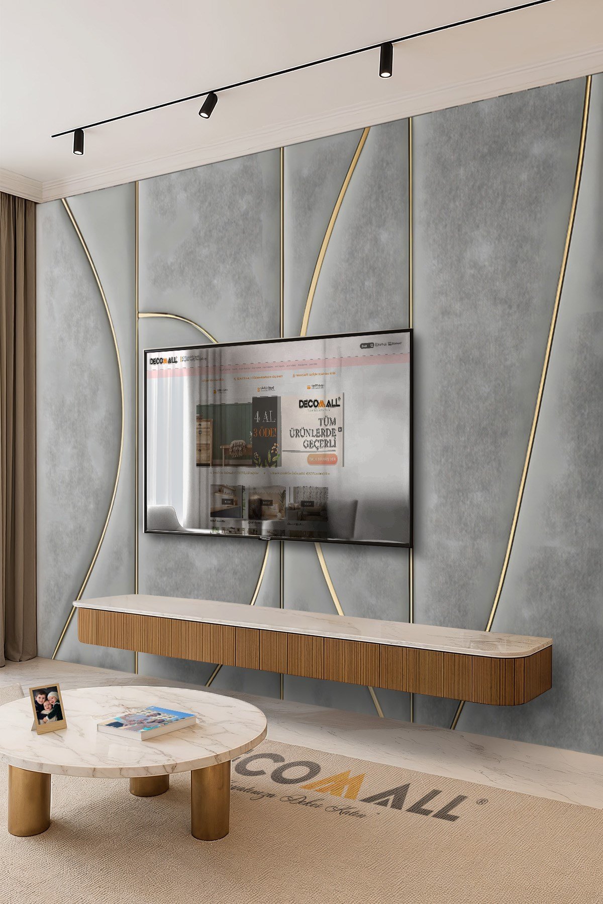 (TV-83) TV Arkası Duvar Kağıdı Tek Parça 3D Çita Mermer Görünümlü Salon Ofis Duvar Posteri